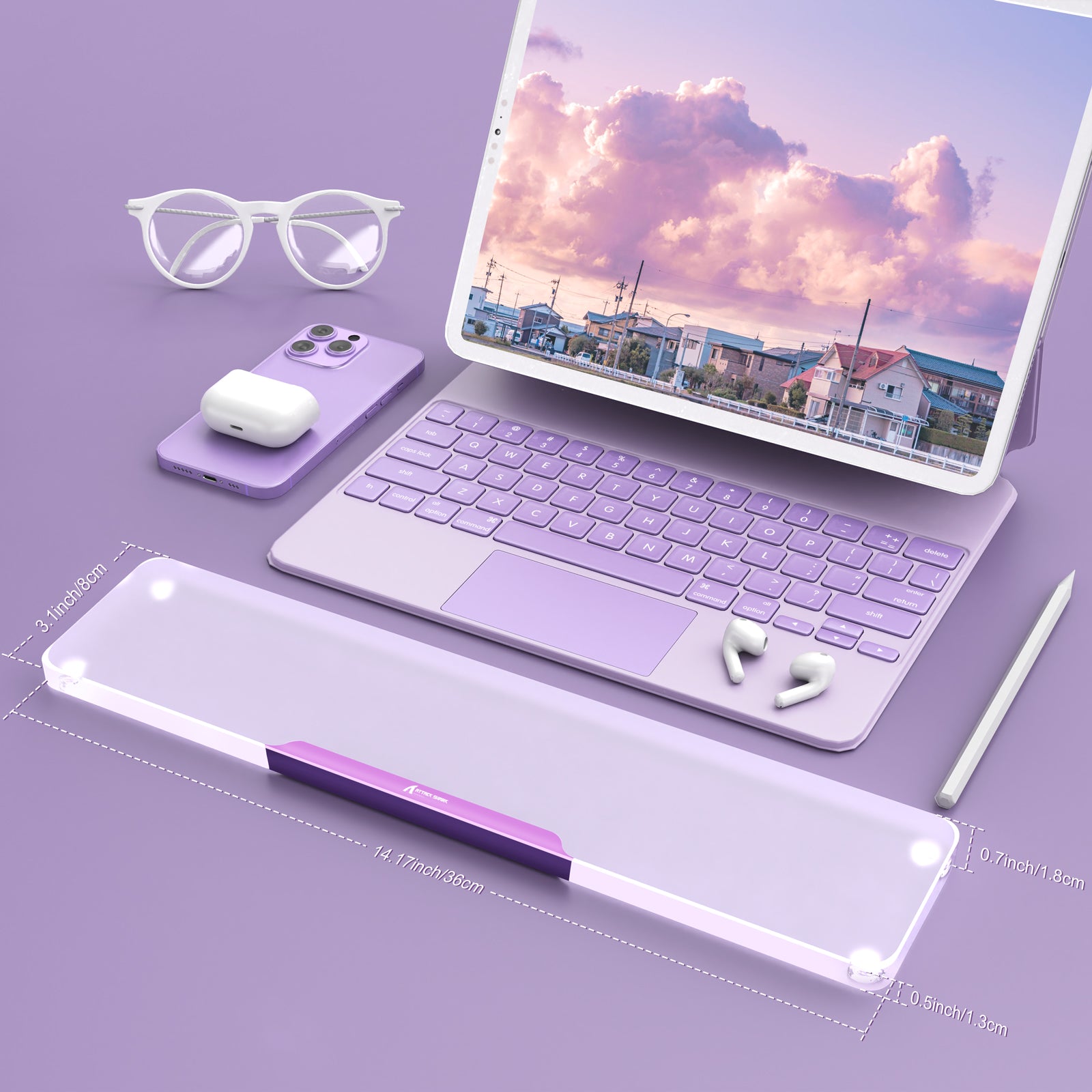 ATTACK SHARK 87 key acrylic wrist rest with aluminum alloy edge