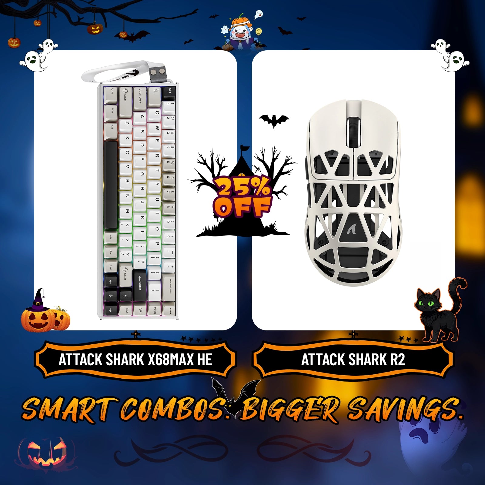 ATTACK SHARK X68MAX HE Rapid Trigger Aluminum Keyboard + R2 Magnesium Alloy Wireless Gaming Mouse Bundle