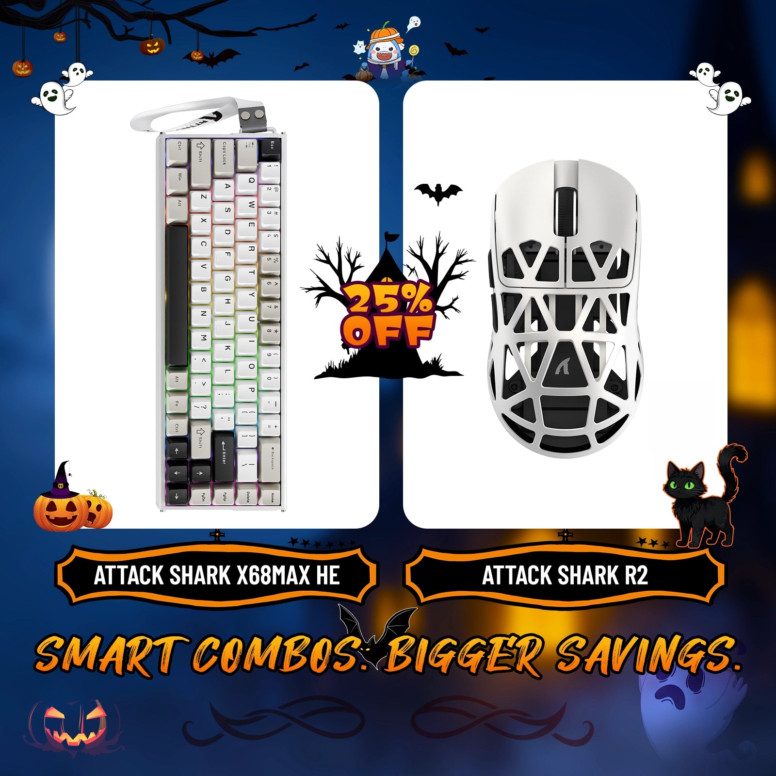 ATTACK SHARK X68MAX HE Rapid Trigger Aluminum Keyboard + R2 Magnesium Alloy Wireless Gaming Mouse Bundle