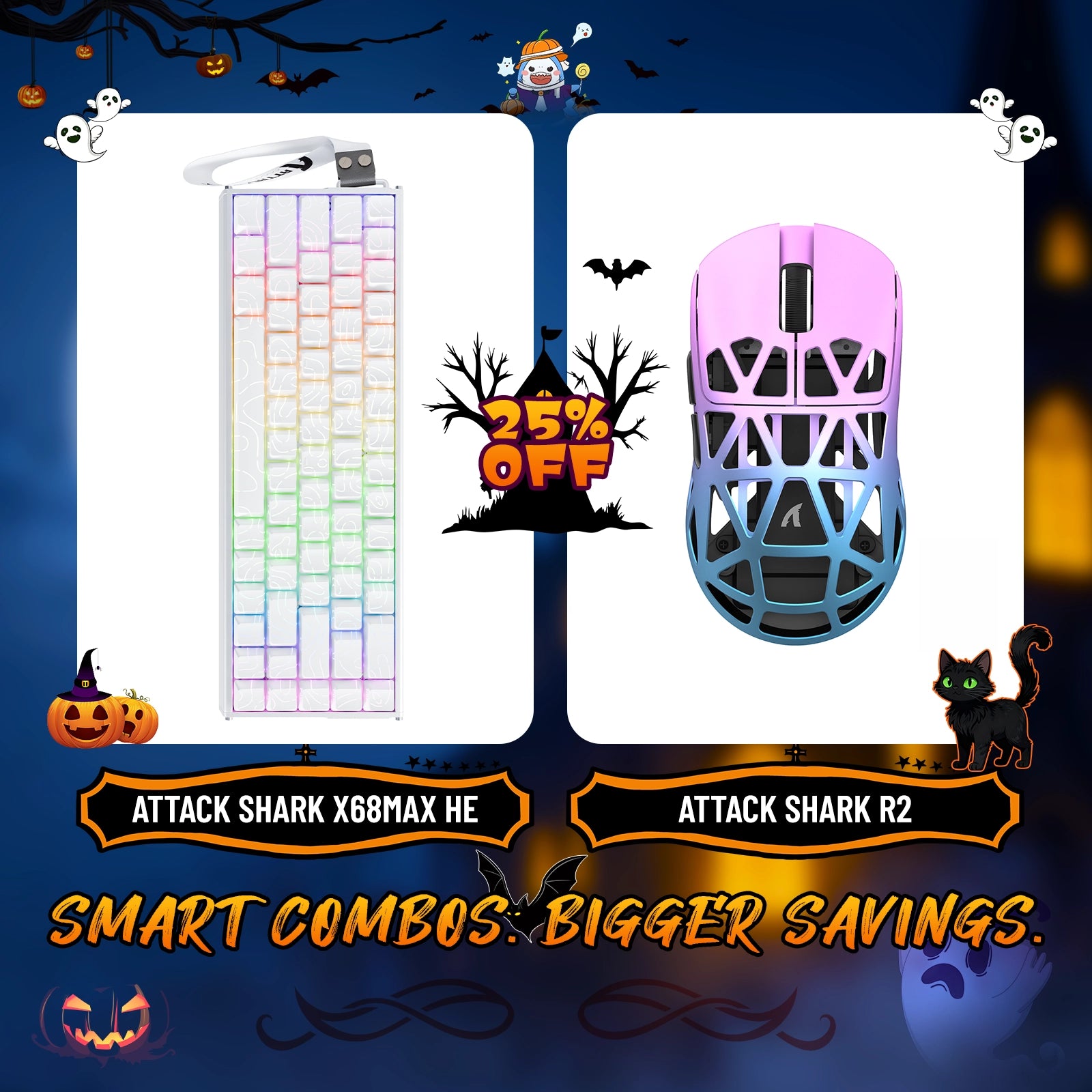 ATTACK SHARK X68MAX HE Rapid Trigger Aluminum Keyboard + R2 Magnesium Alloy Wireless Gaming Mouse Bundle