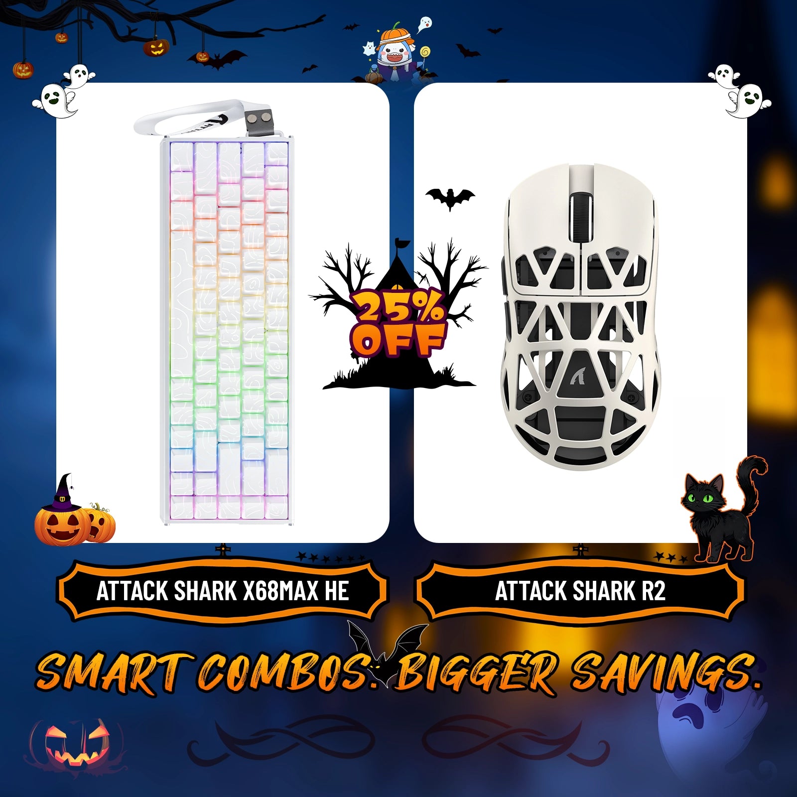 ATTACK SHARK X68MAX HE Rapid Trigger Aluminum Keyboard + R2 Magnesium Alloy Wireless Gaming Mouse Bundle