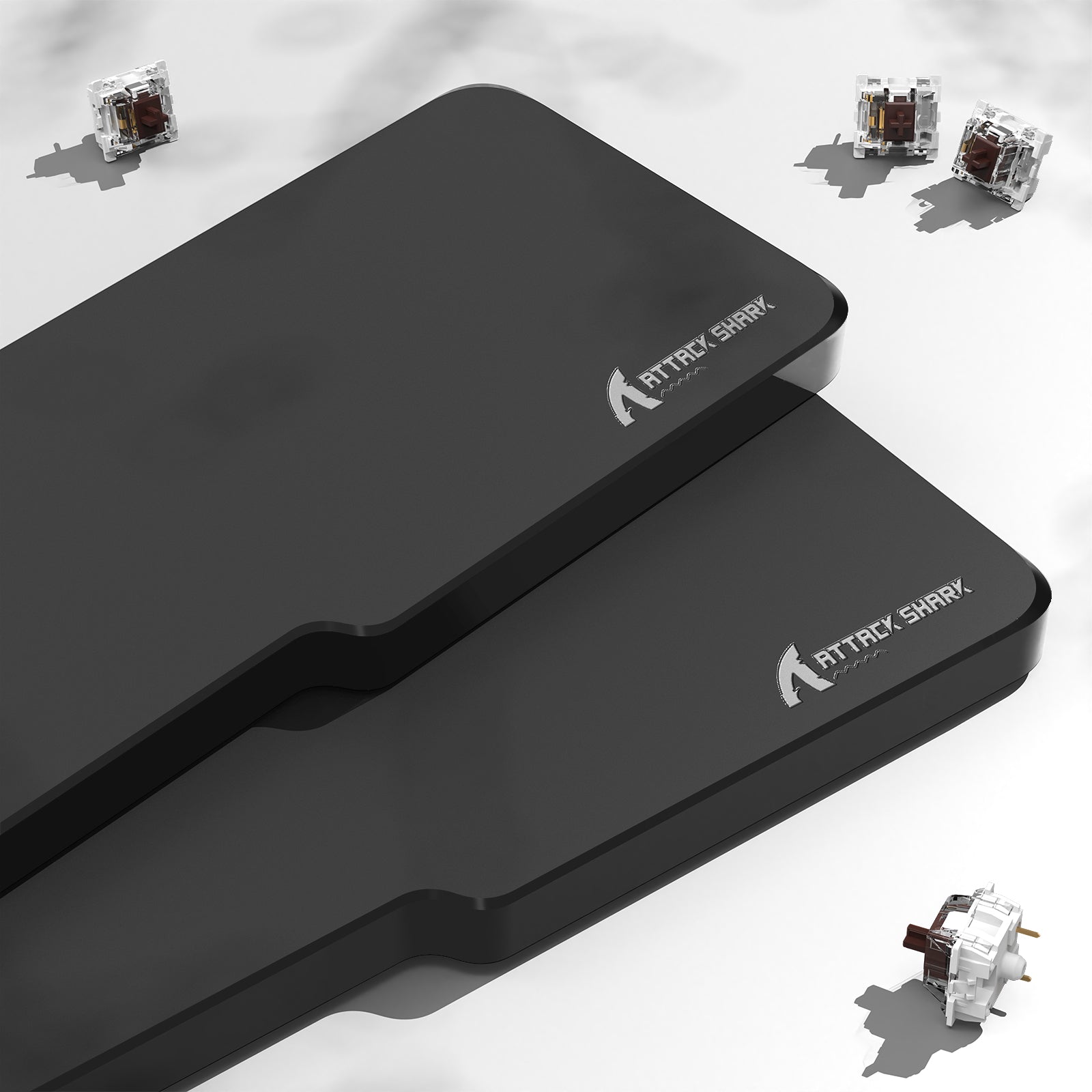 ATTACK SHARK Black Acrylic Wrist Rest, ergonomic design, keyboard support with included switches