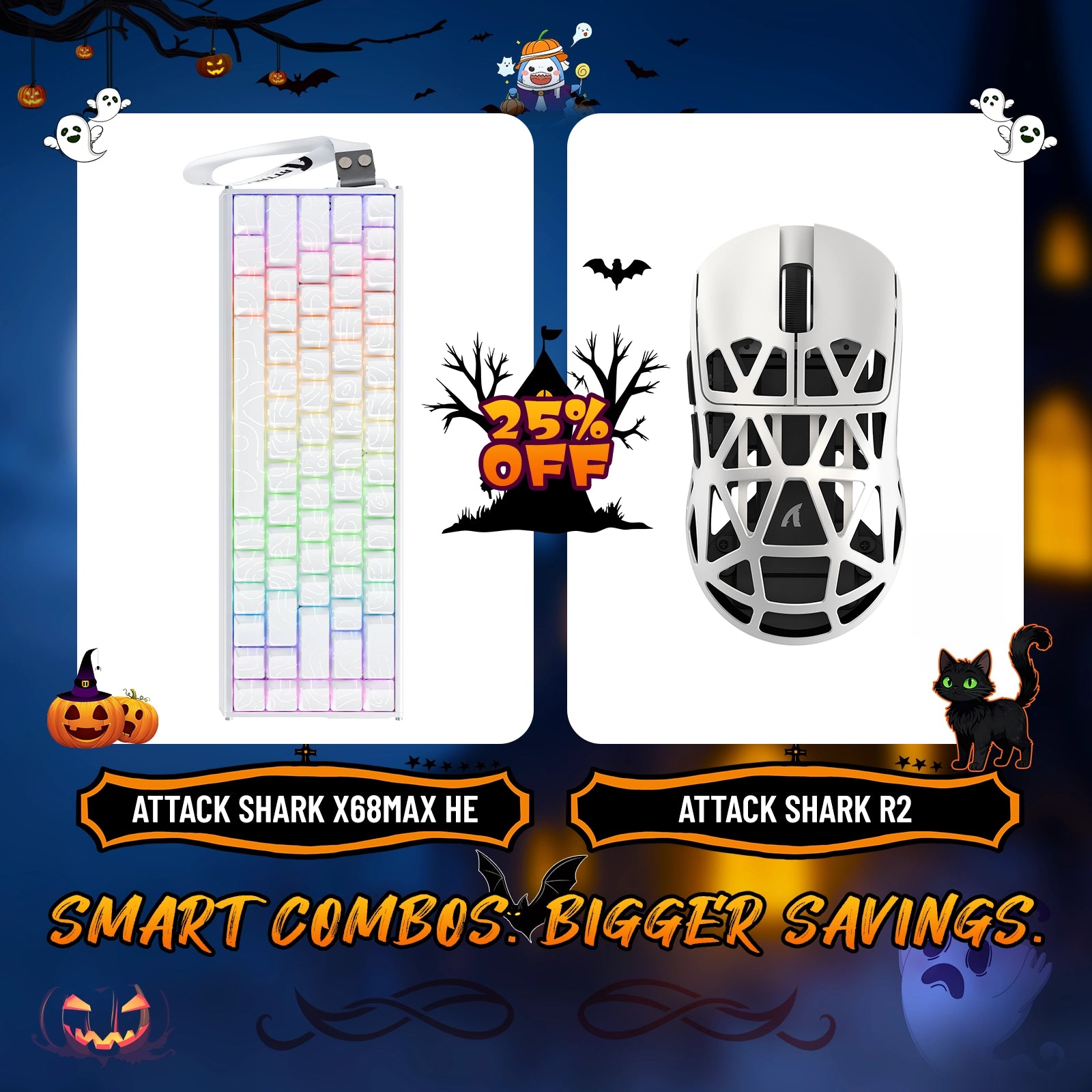 ATTACK SHARK X68MAX HE Rapid Trigger Aluminum Keyboard + R2 Magnesium Alloy Wireless Gaming Mouse Bundle
