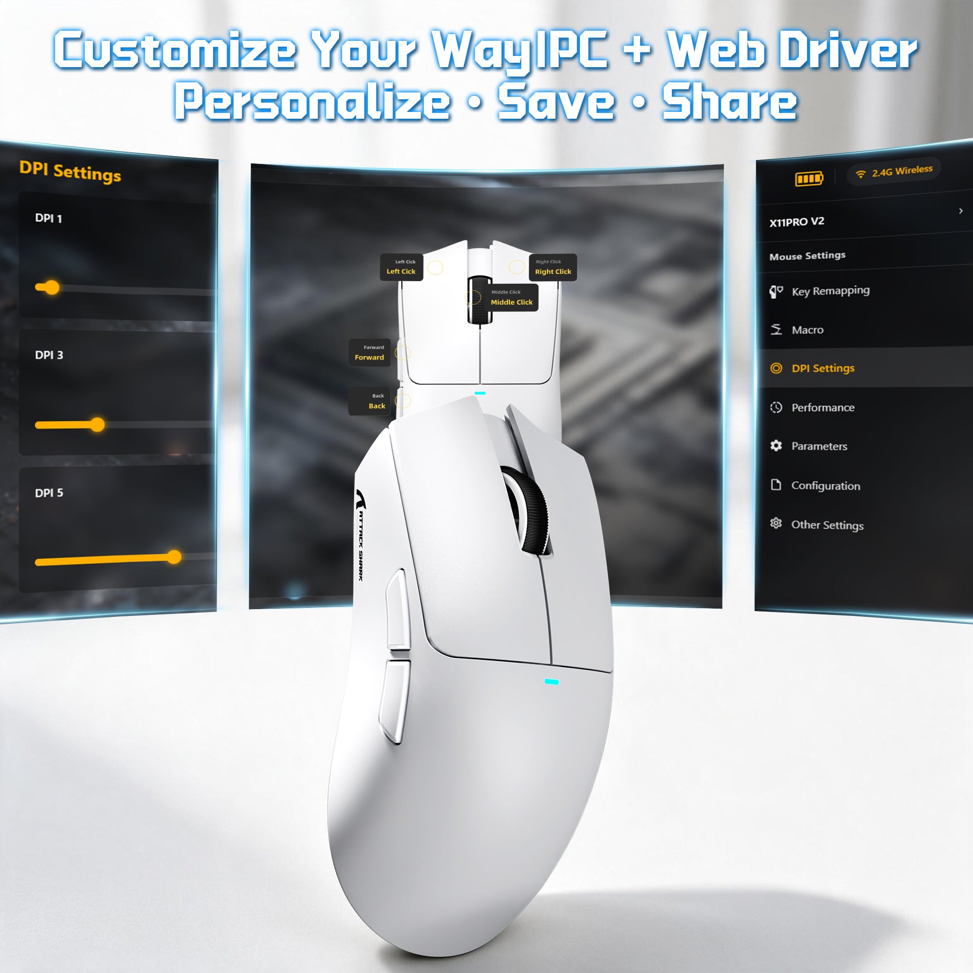 ATTACK SHARK X11 PRO V2 Wireless Gaming Mouse with TFT Display Charging Dock