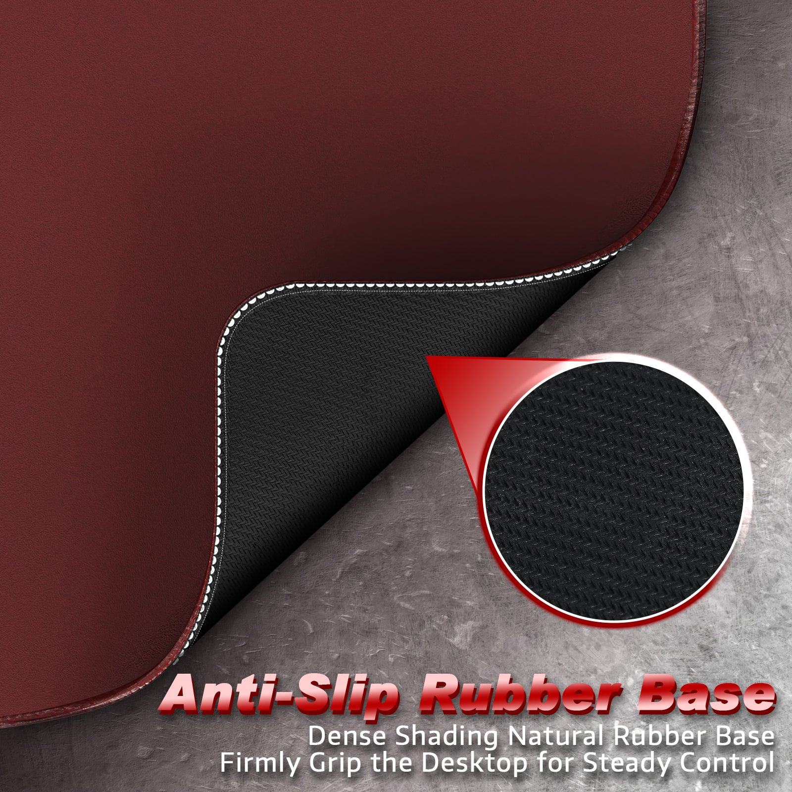 ATTACK SHARK CM02 mousepad's anti-slip rubber base detail, ensuring steady control during gaming.