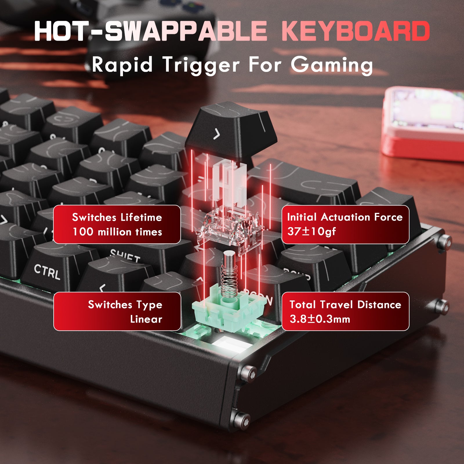 ATTACK SHARK X68MAX HE Rapid Trigger CNC Aluminum Keyboard Magnetic Switch with C01Ultra RGB Coiled Cable