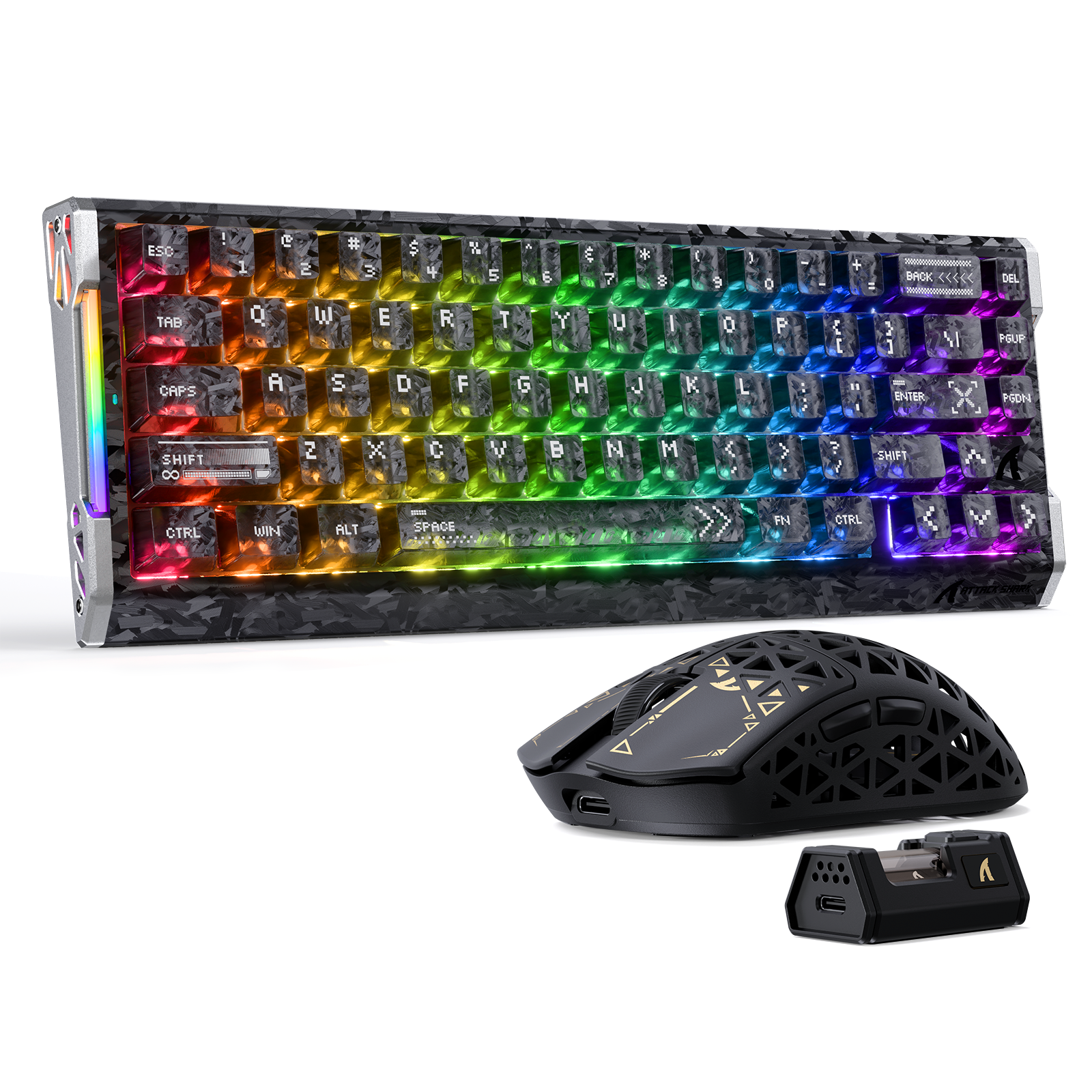 ATTACK SHARK R68 HE & R5 ULTRA Carbon Fiber Gaming Bundle With C01ULTRA Coiled Cable
