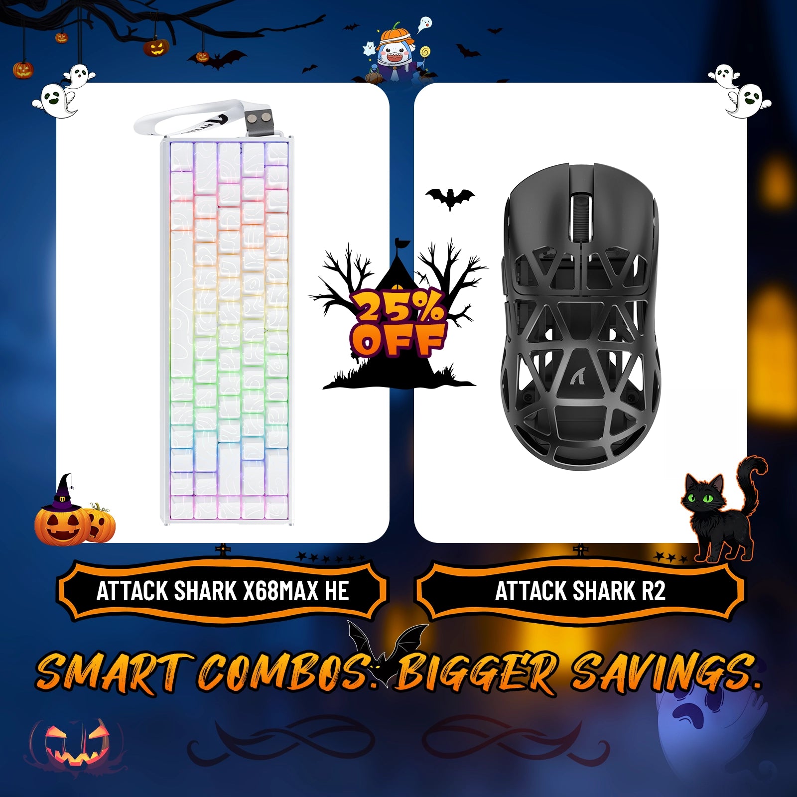 ATTACK SHARK X68MAX HE Rapid Trigger Aluminum Keyboard + R2 Magnesium Alloy Wireless Gaming Mouse Bundle