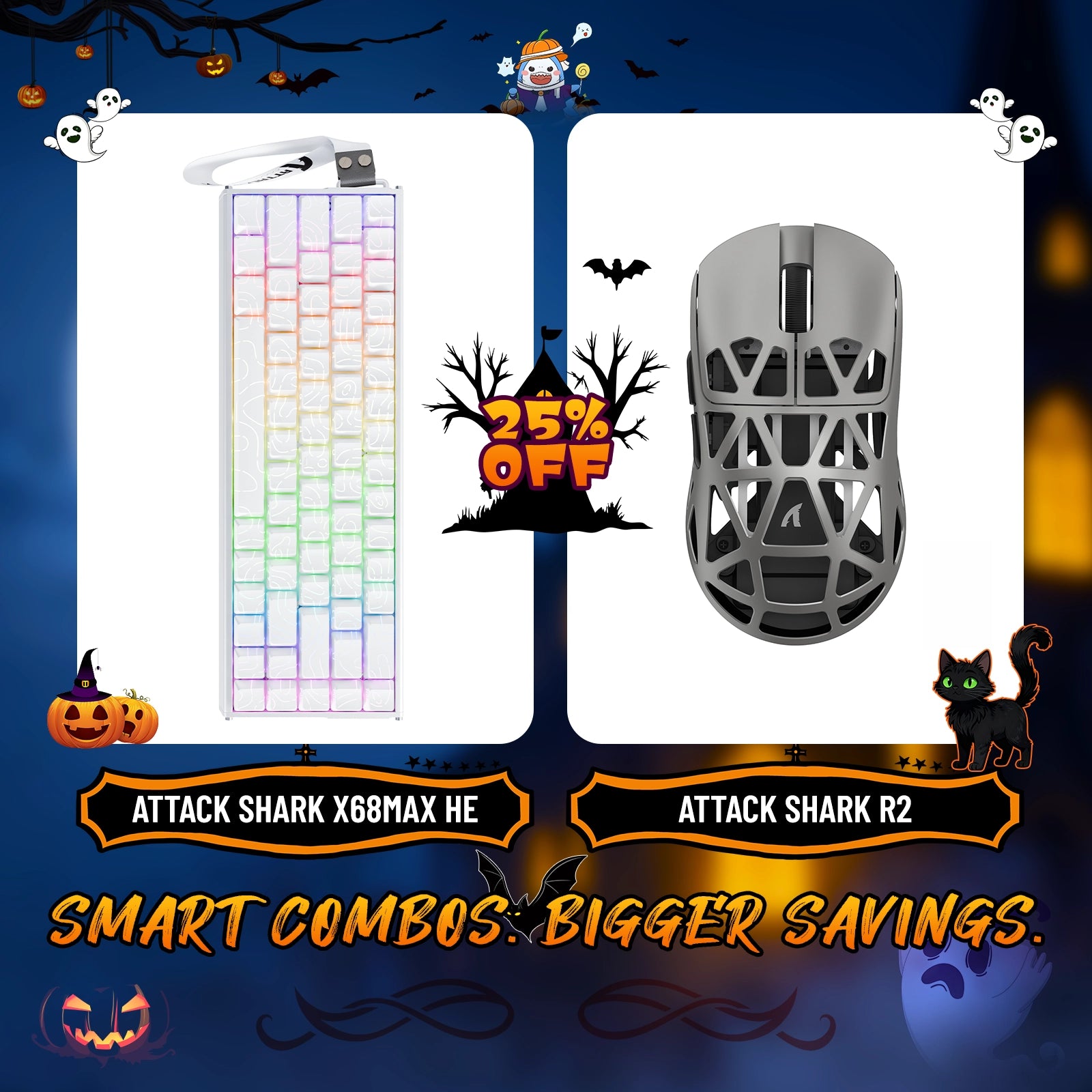 ATTACK SHARK X68MAX HE Rapid Trigger Aluminum Keyboard + R2 Magnesium Alloy Wireless Gaming Mouse Bundle