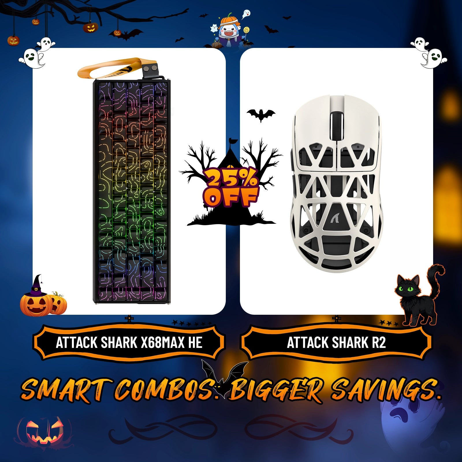 ATTACK SHARK X68MAX HE Rapid Trigger Aluminum Keyboard + R2 Magnesium Alloy Wireless Gaming Mouse Bundle