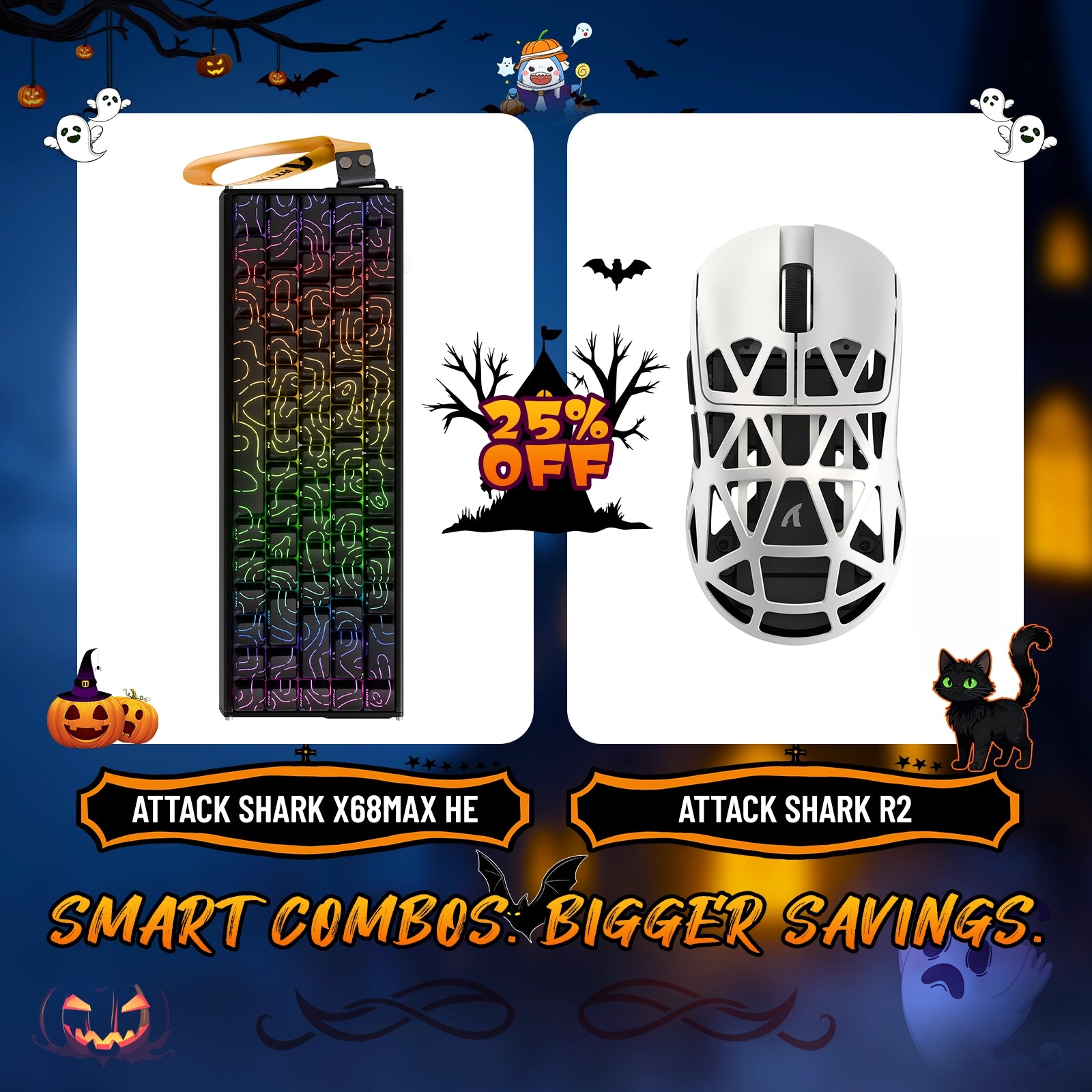 ATTACK SHARK X68MAX HE Rapid Trigger Aluminum Keyboard + R2 Magnesium Alloy Wireless Gaming Mouse Bundle