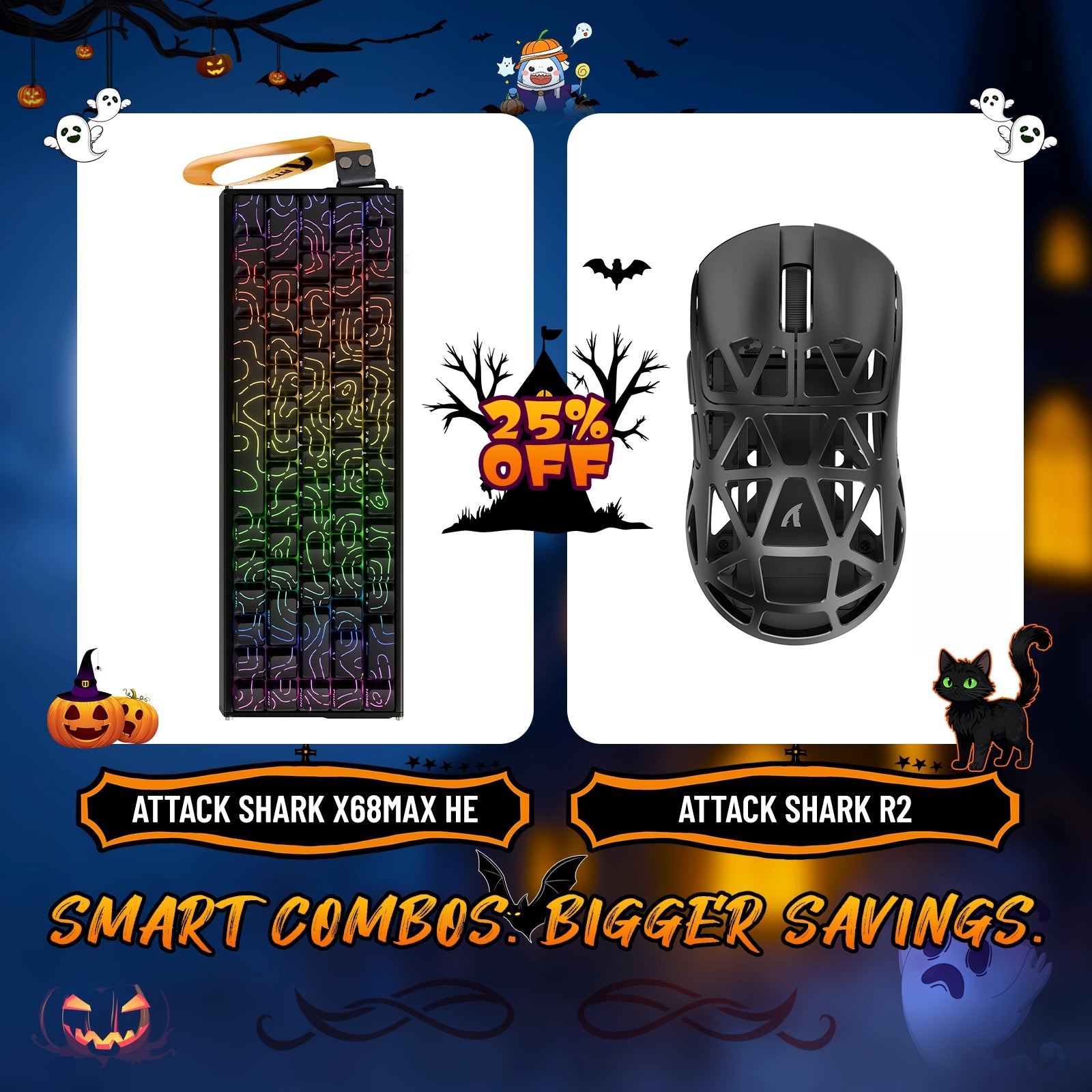ATTACK SHARK X68MAX HE Rapid Trigger Aluminum Keyboard + R2 Magnesium Alloy Wireless Gaming Mouse Bundle