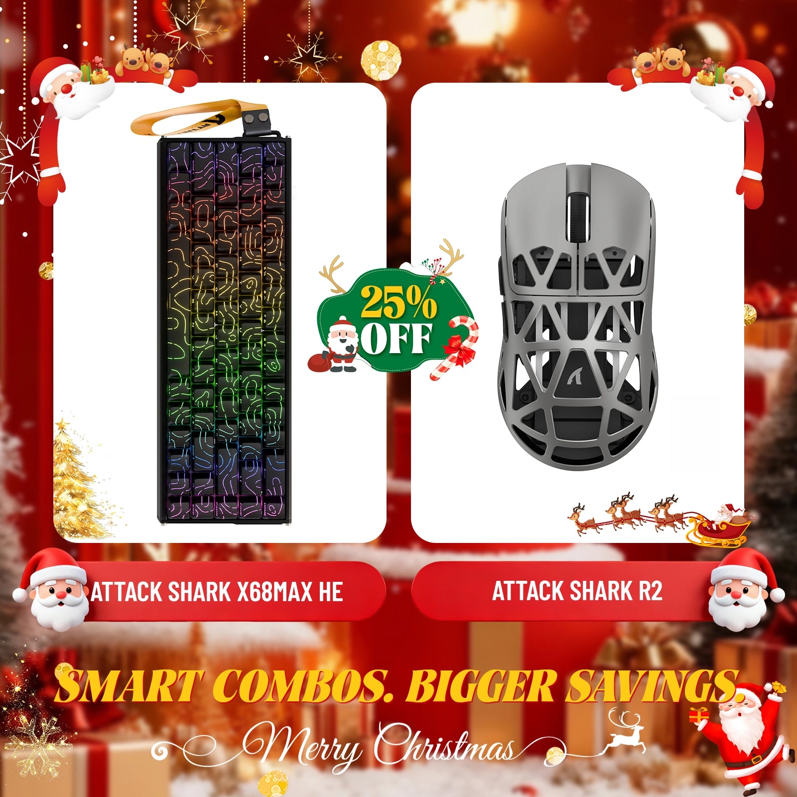 ATTACK SHARK X68MAX HE Rapid Trigger Aluminum Keyboard + R2 Magnesium Alloy Wireless Gaming Mouse Bundle