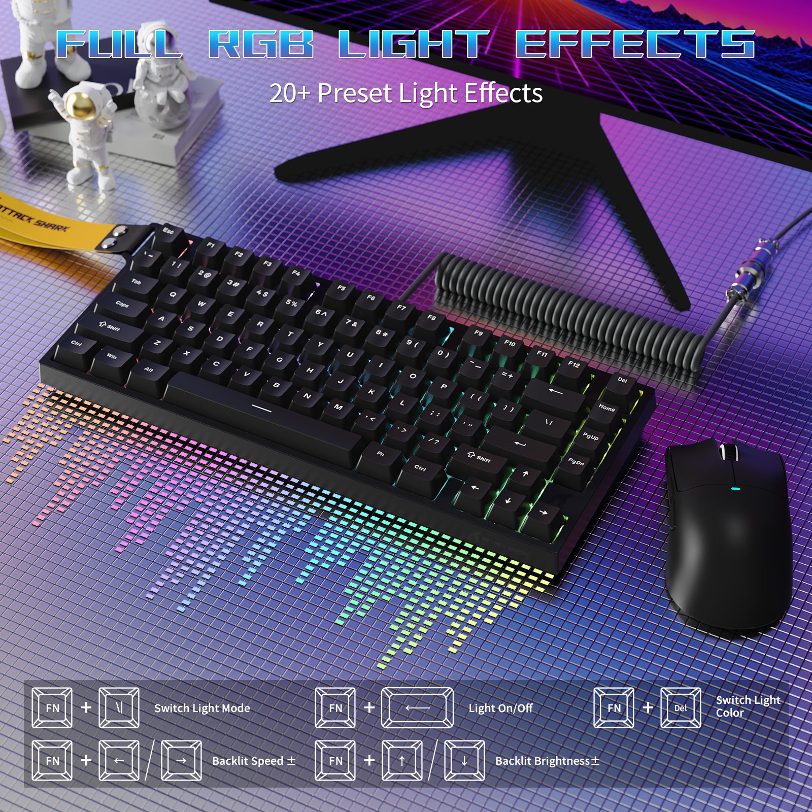 ATTACK SHARK R82 HE Wired 75% Gaming Keyboard with C01ULTRA LED Cable