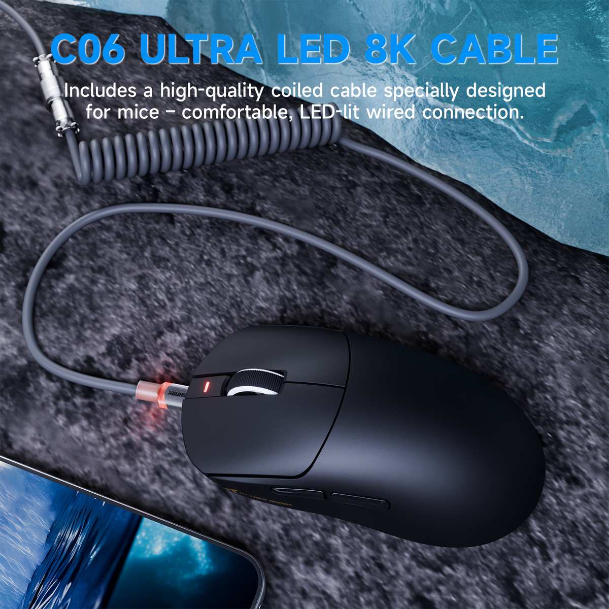 ATTACK SHARK X8 PLUS Tri-mode Wireless Gaming Mouse With C06 ULTRA Cable