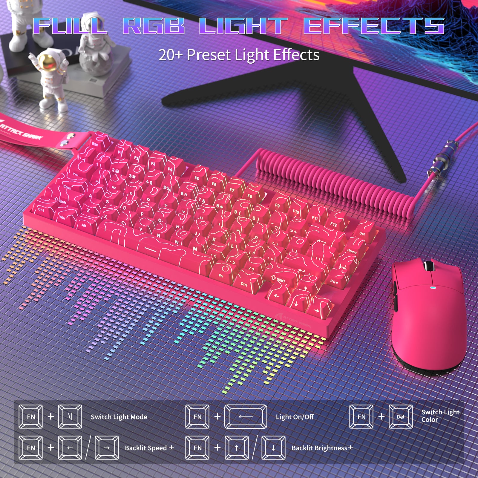 ATTACK SHARK R82 HE Wired 75% Gaming Keyboard with C01ULTRA LED Cable