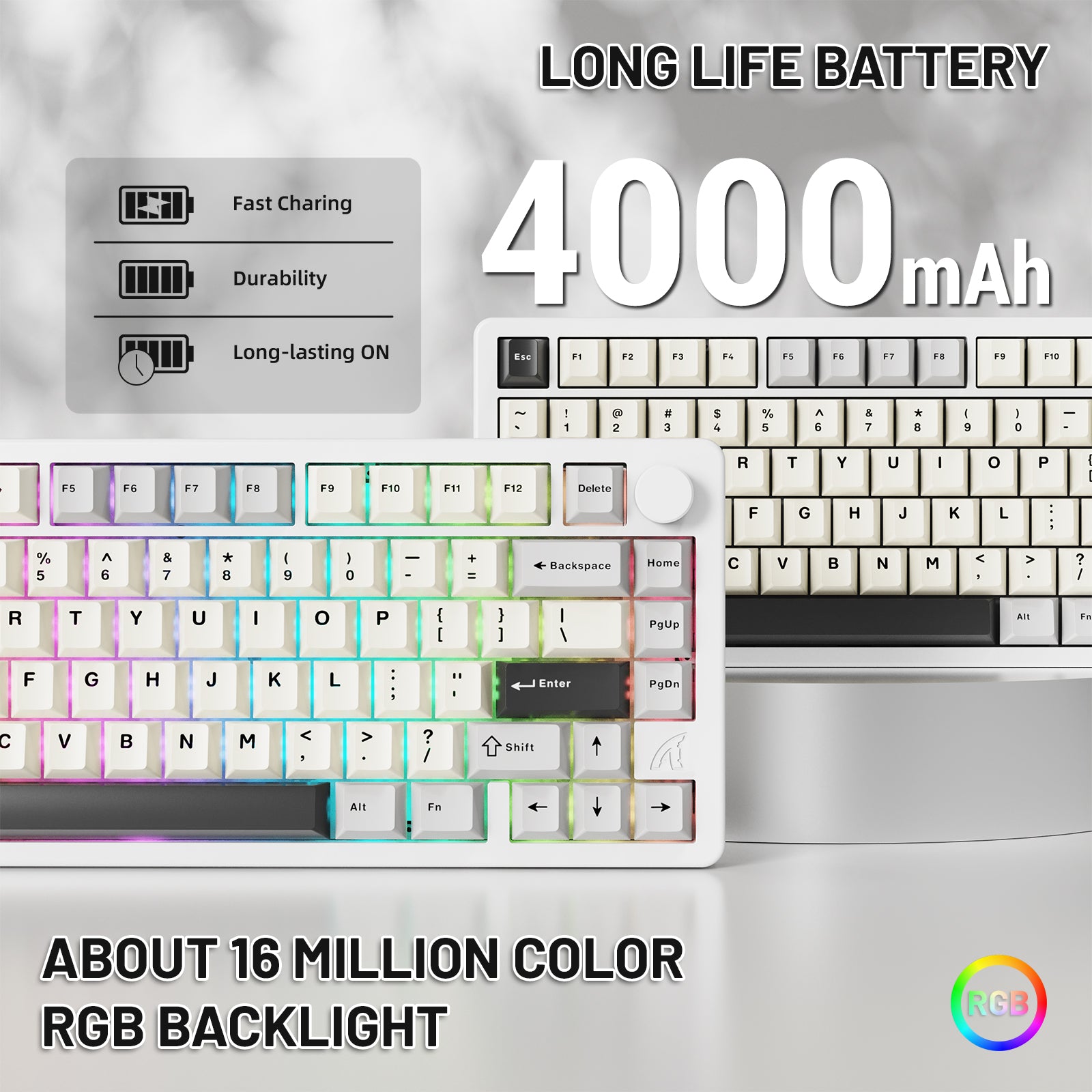 ATTACK SHARK X86 Mechanical Keyboard with RGB Backlighting and Long-Lasting Battery