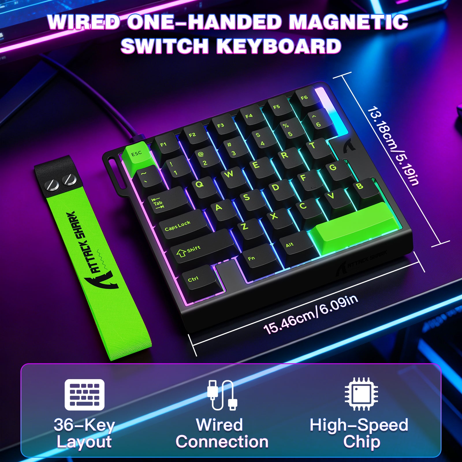ATTACK SHARK M36 HE One-Handed Magnetic Switch Keyboard