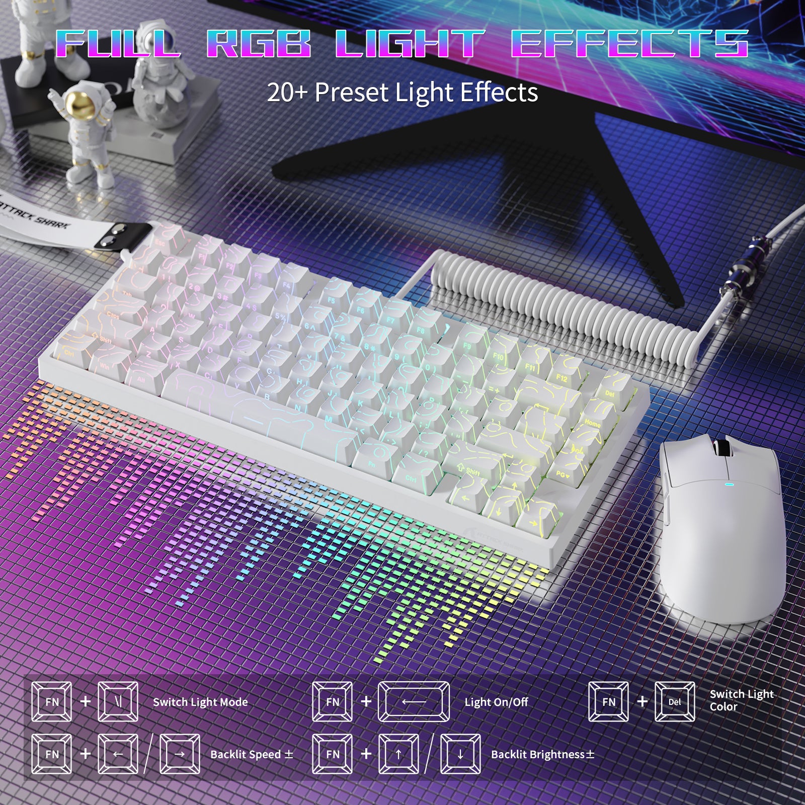 ATTACK SHARK R82 HE Wired 75% Gaming Keyboard with C01ULTRA LED Cable