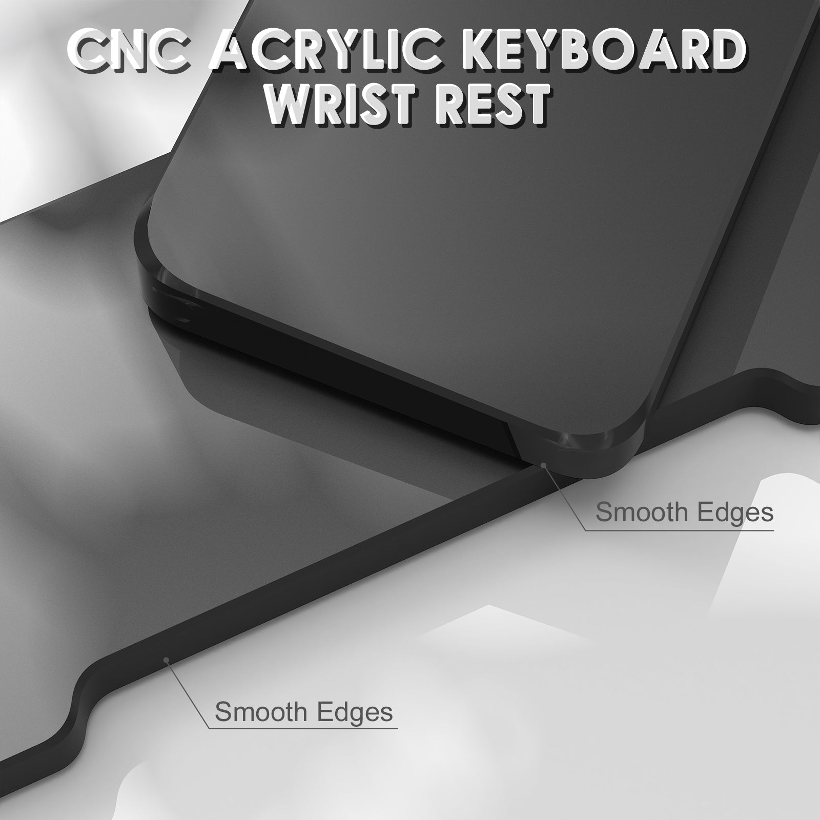 ATTACK SHARK CNC Acrylic Keyboard Wrist Rest with smooth edges, ergonomic design, black.