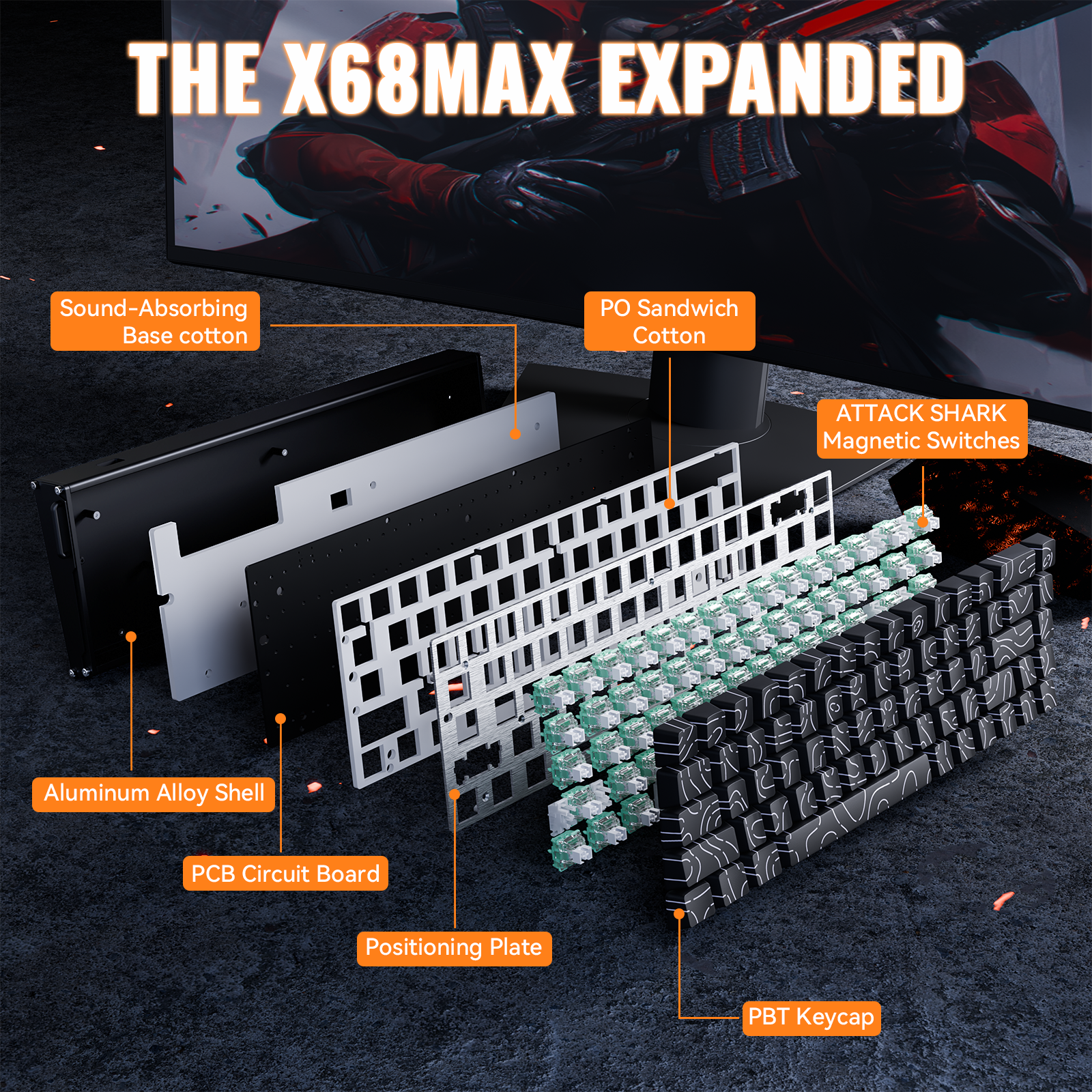 ATTACK SHARK X68MAX HE Rapid Trigger Aluminum Keyboard Magnetic Switch