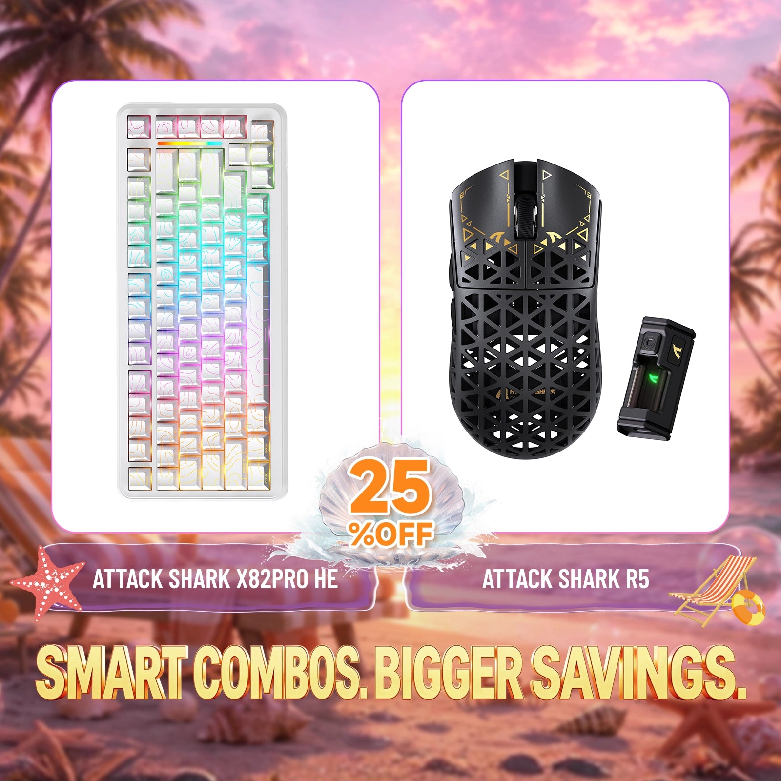 ATTACK SHARK X82PRO HE Rapid Trigger Keyboard + R5 Carbon Fiber Wireless Gaming Mouse Bundle