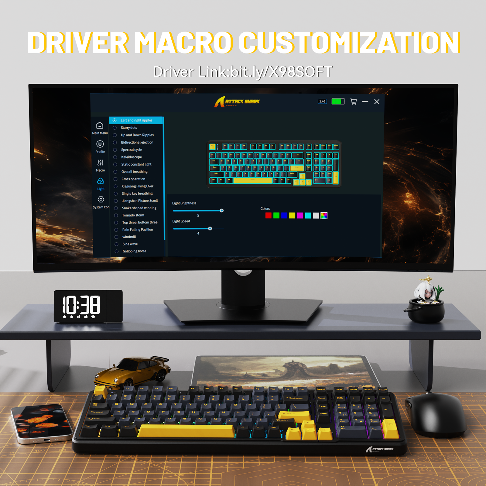 ATTACK SHARK X98 keyboard driver settings, macro customization
