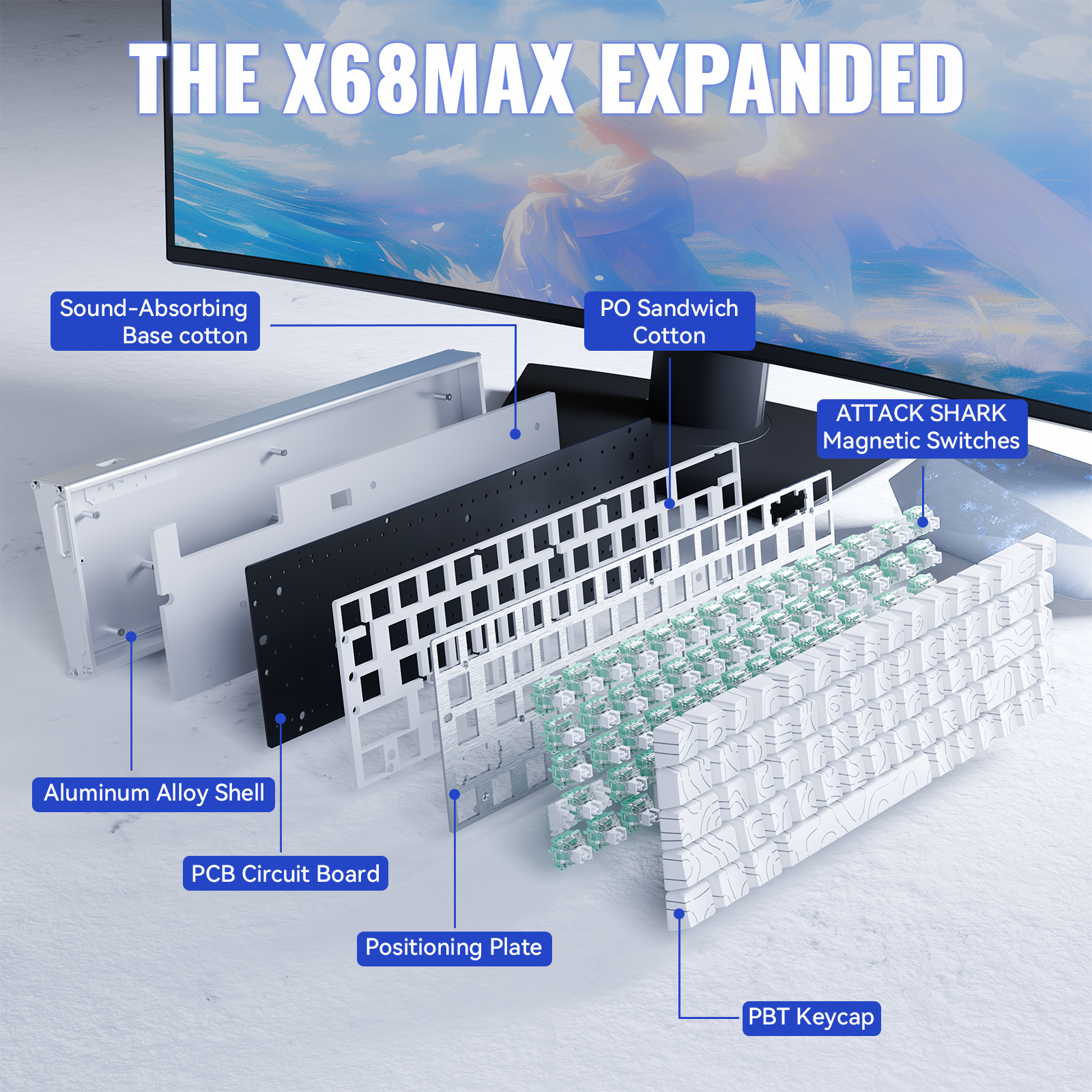 ATTACK SHARK X68MAX HE Rapid Trigger Aluminum Keyboard Magnetic Switch
