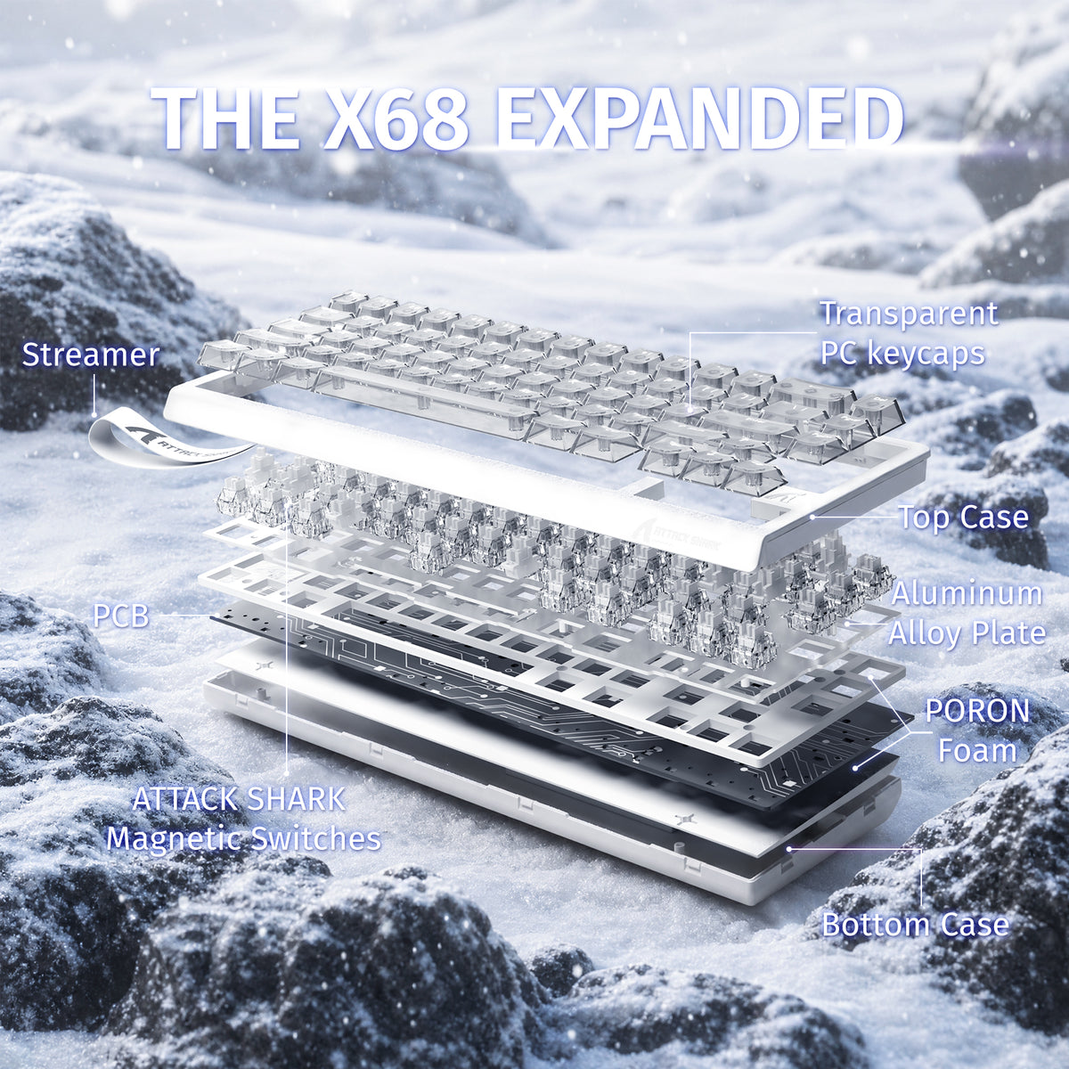 ATTACK SHARK X68 HE Rapid Trigger Keyboard Magnetic Switch