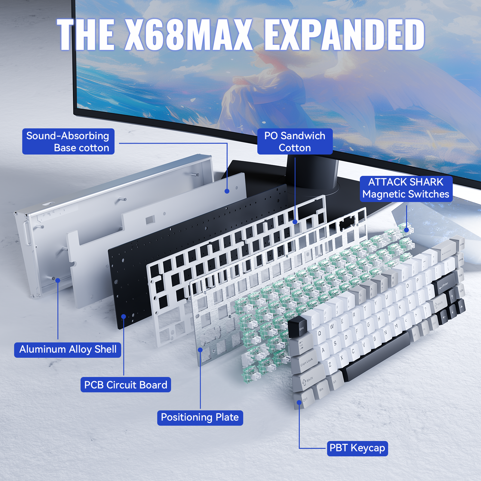 ATTACK SHARK X68MAX HE Rapid Trigger Aluminum Keyboard Magnetic Switch