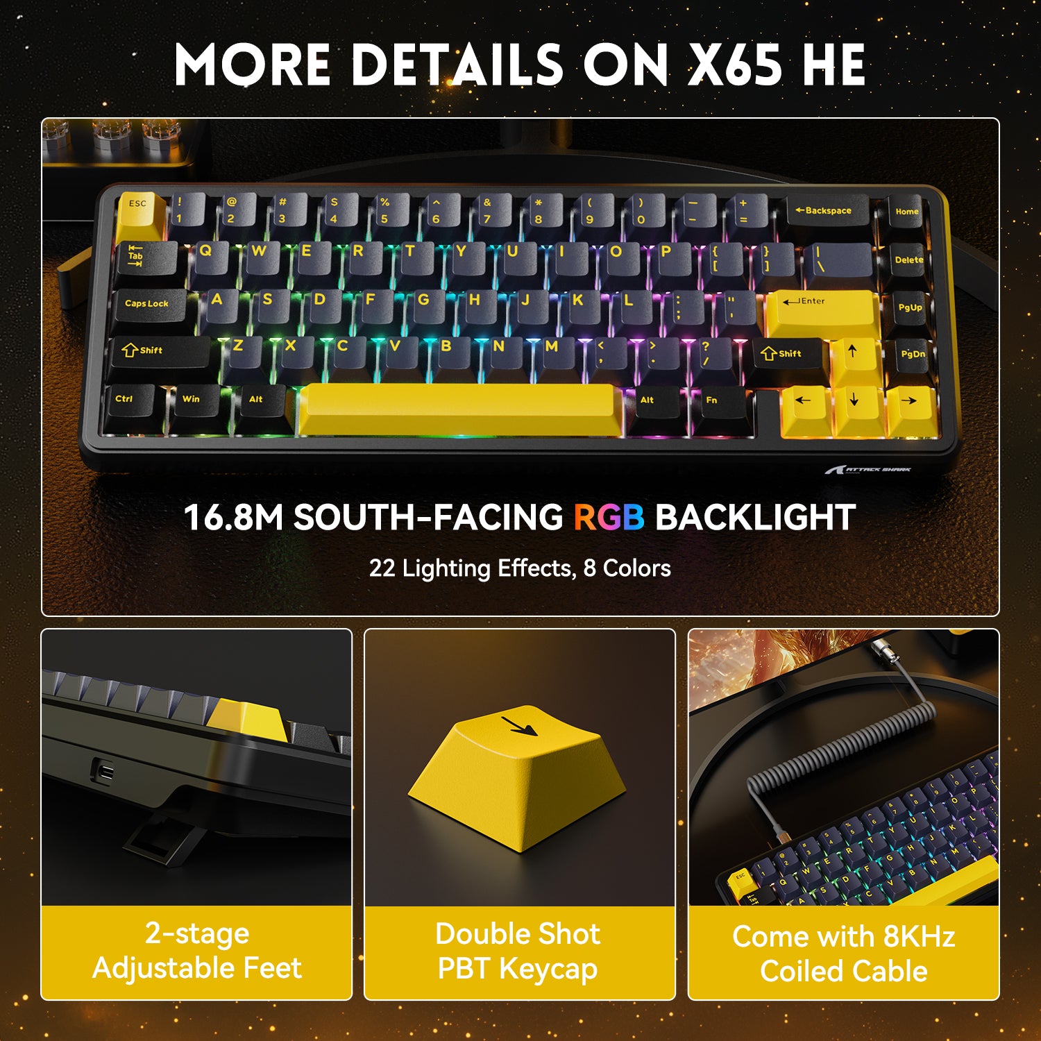 ATTACK SHARK X65 HE RGB Backlight Gaming Keyboard