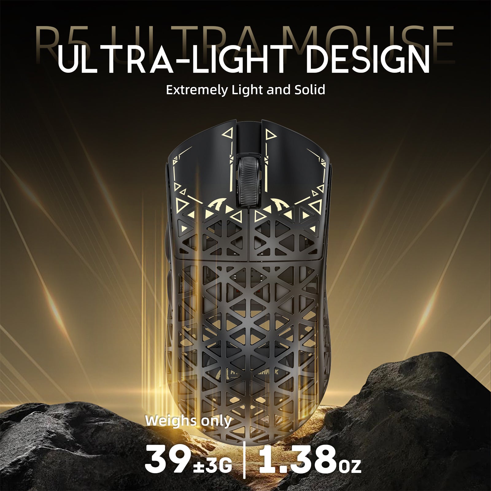 ATTACK SHARK R5 Ultra Carbon Fiber Wireless 8K PAW3950MAX Gaming Mouse with 8K Coiled Cable