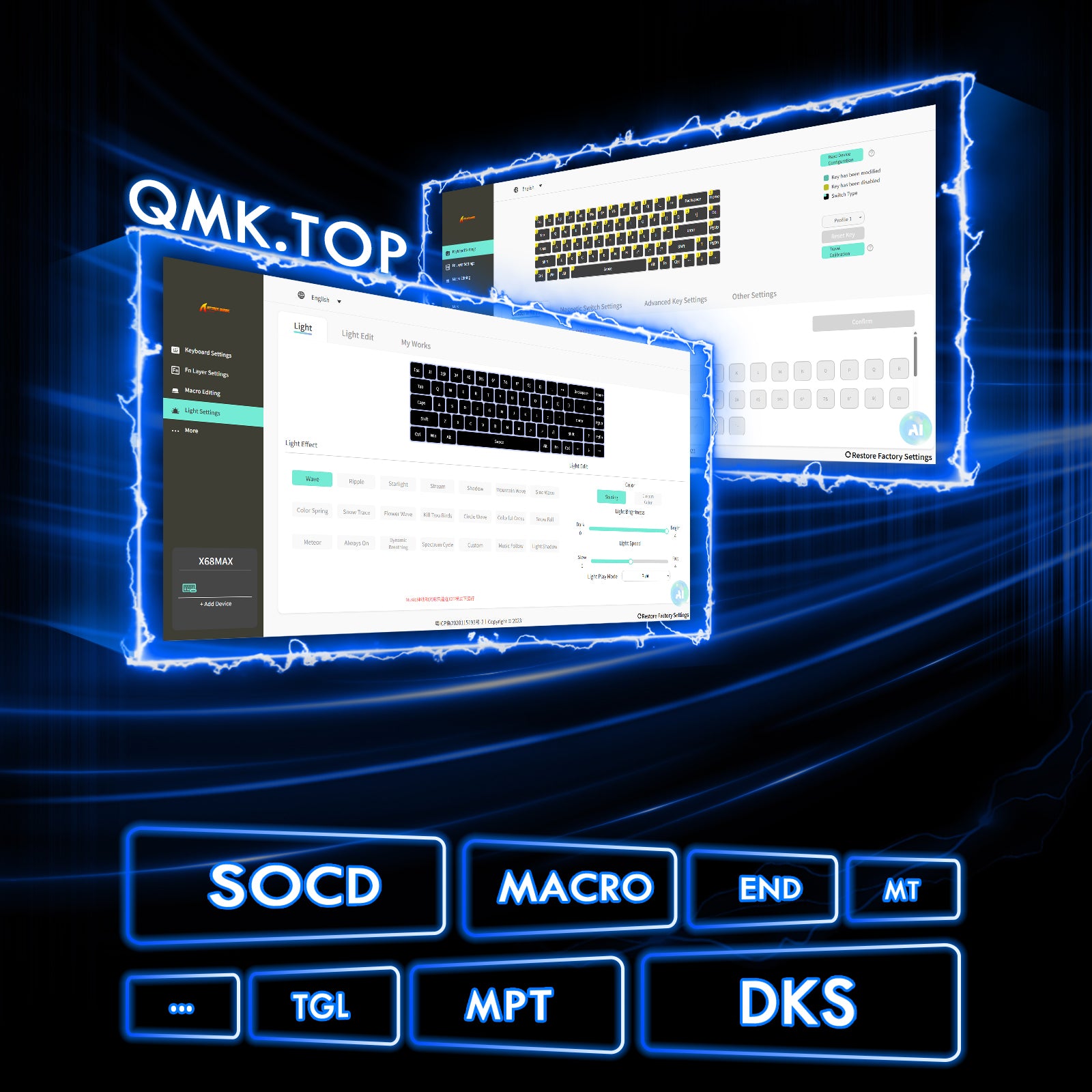 ATTACK SHARK X68MAX HE Rapid Trigger CNC Aluminum Keyboard Magnetic Switch with C01Ultra RGB Coiled Cable