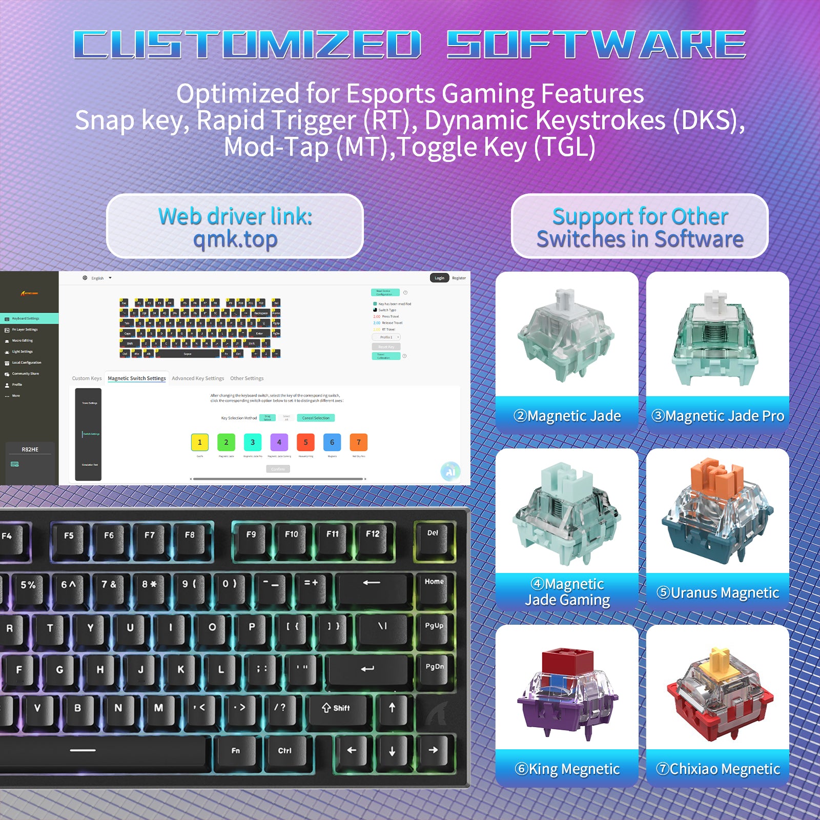 ATTACK SHARK R82 HE Wired 75% Gaming Keyboard with C01ULTRA LED Cable