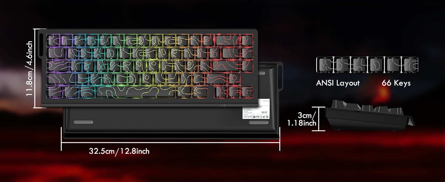 ATTACK SHARK X68 HE Rapid Trigger Keyboard Magnetic Switch with C01PRO Coiled Cable