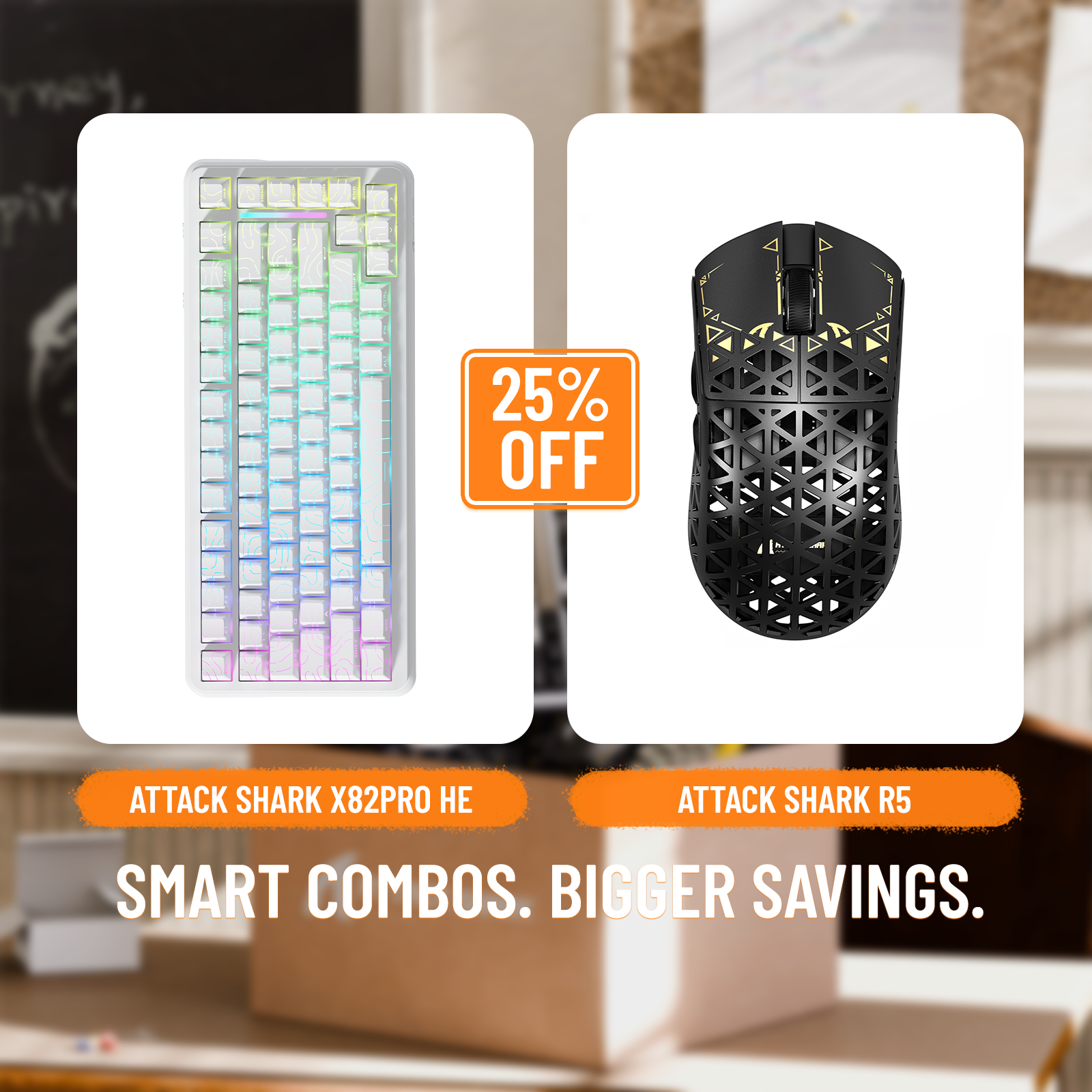 ATTACK SHARK X82PRO HE Rapid Trigger Keyboard + R5 Carbon Fiber Wireless Gaming Mouse Bundle