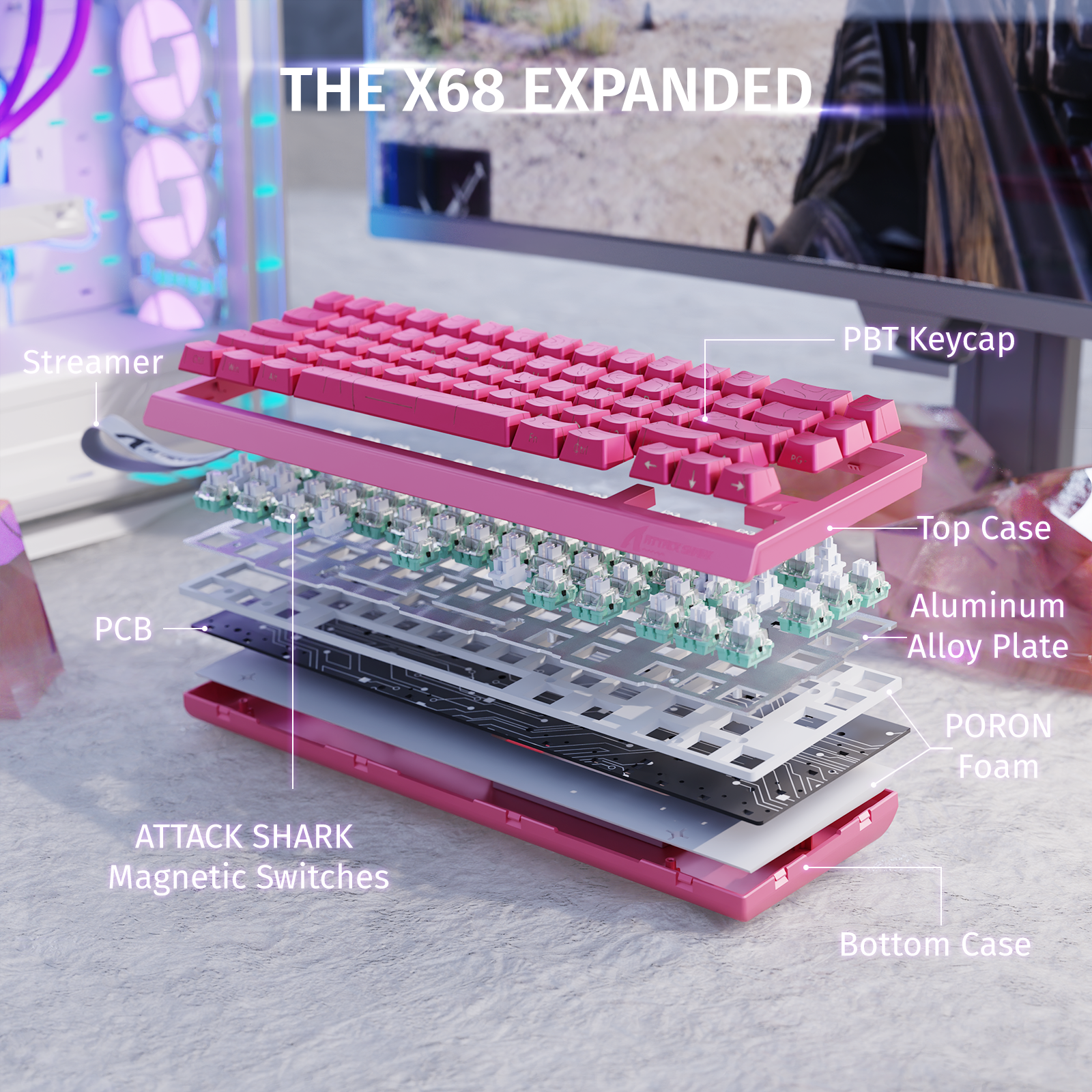 ATTACK SHARK X68 HE Rapid Trigger Keyboard Magnetic Switch