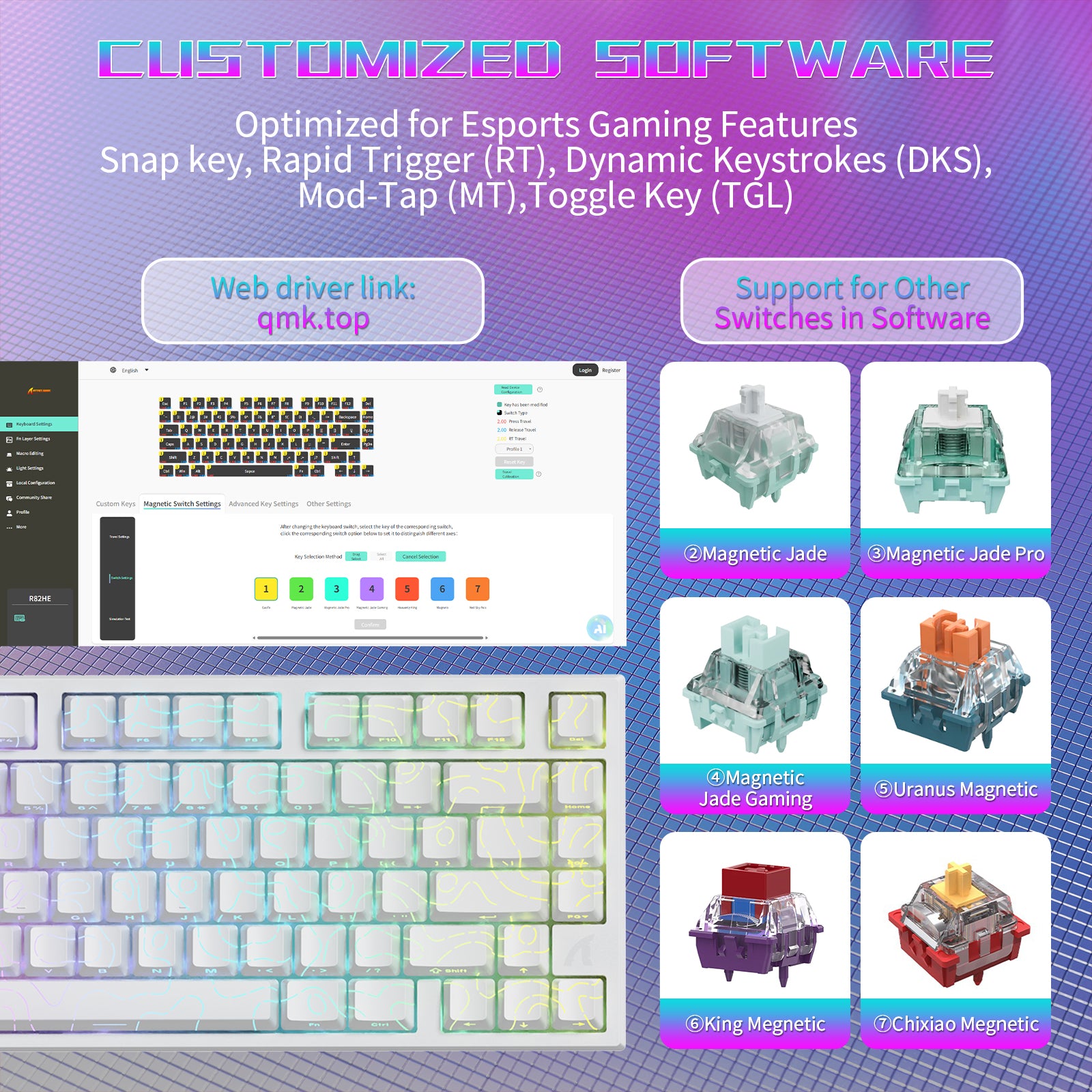 ATTACK SHARK R82 HE Wired 75% Gaming Keyboard with C01ULTRA LED Cable