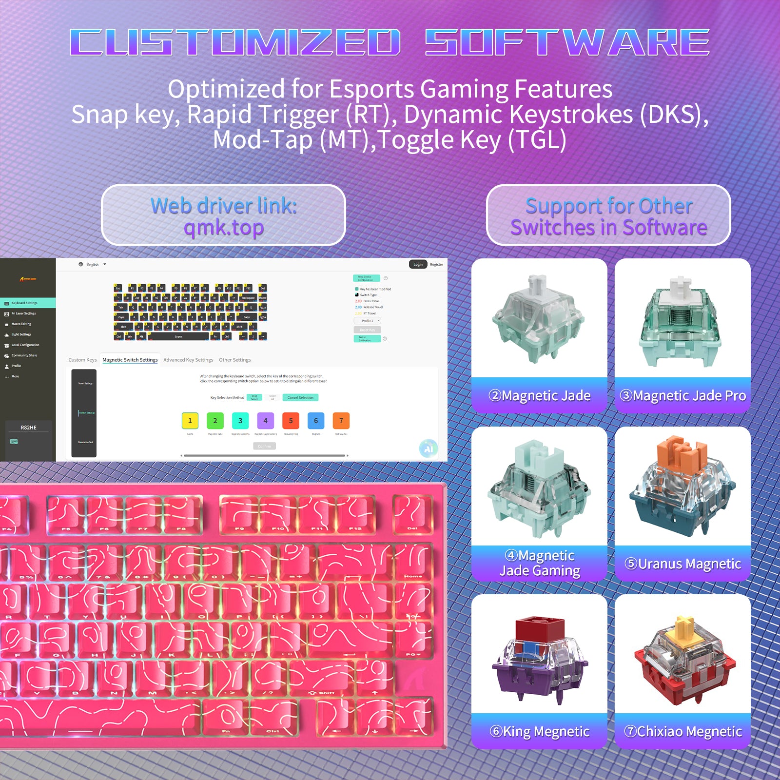 ATTACK SHARK R82 HE Wired 75% Gaming Keyboard with C01ULTRA LED Cable
