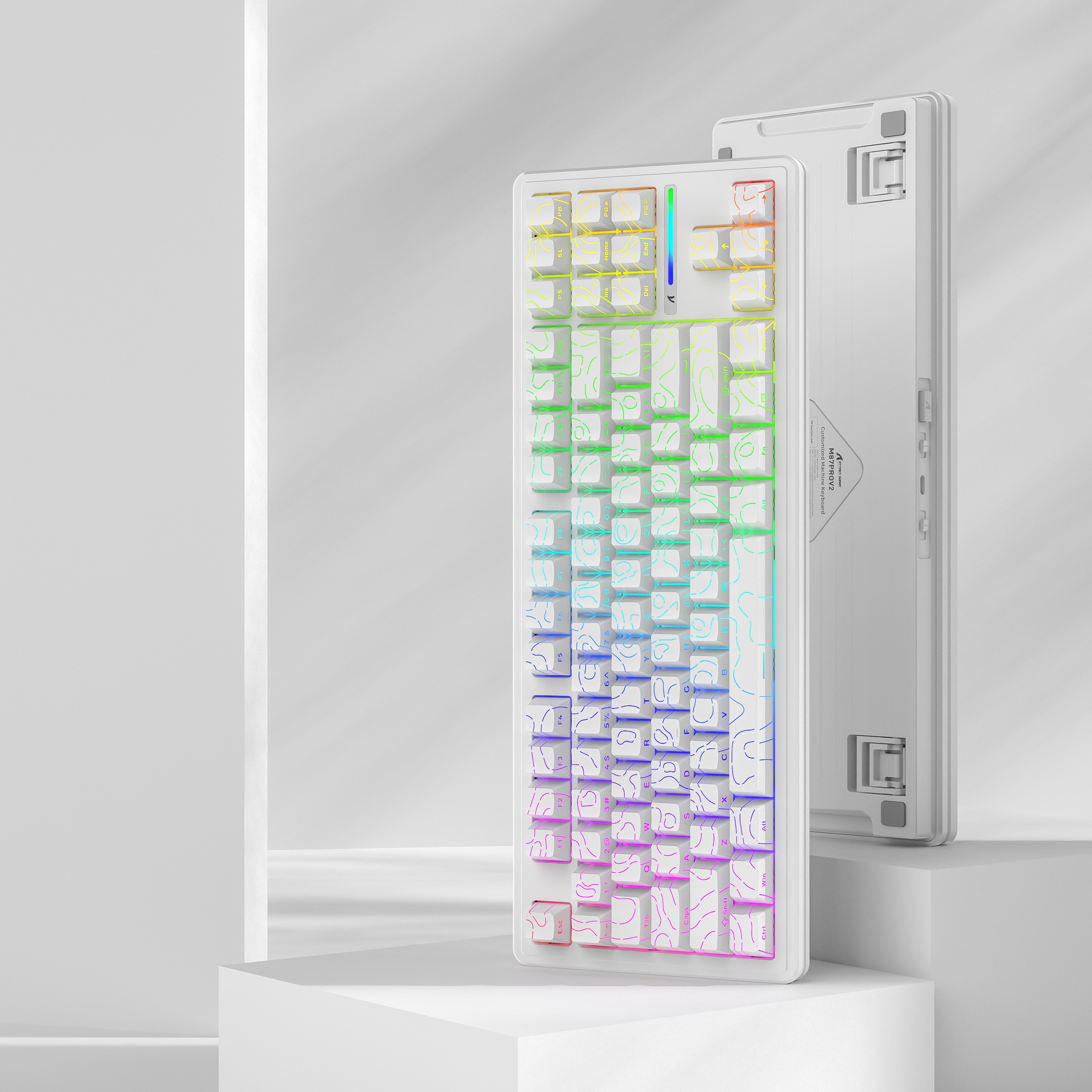 ATTACK SHARK M87PRO Wireless Mechanical Keyboard with side-printed PBT keycaps, gradient RGB lighting, and Gasket Structure.
