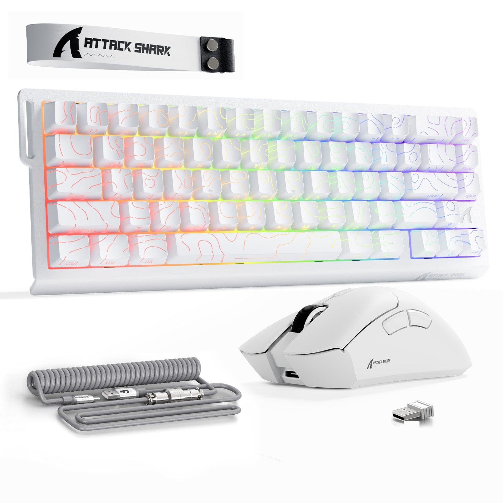 ATTACK SHARK X68HE Rapid Trigger Keyboard + R1 Wireless Gaming Mouse + C01 Coiled Cable Bundle