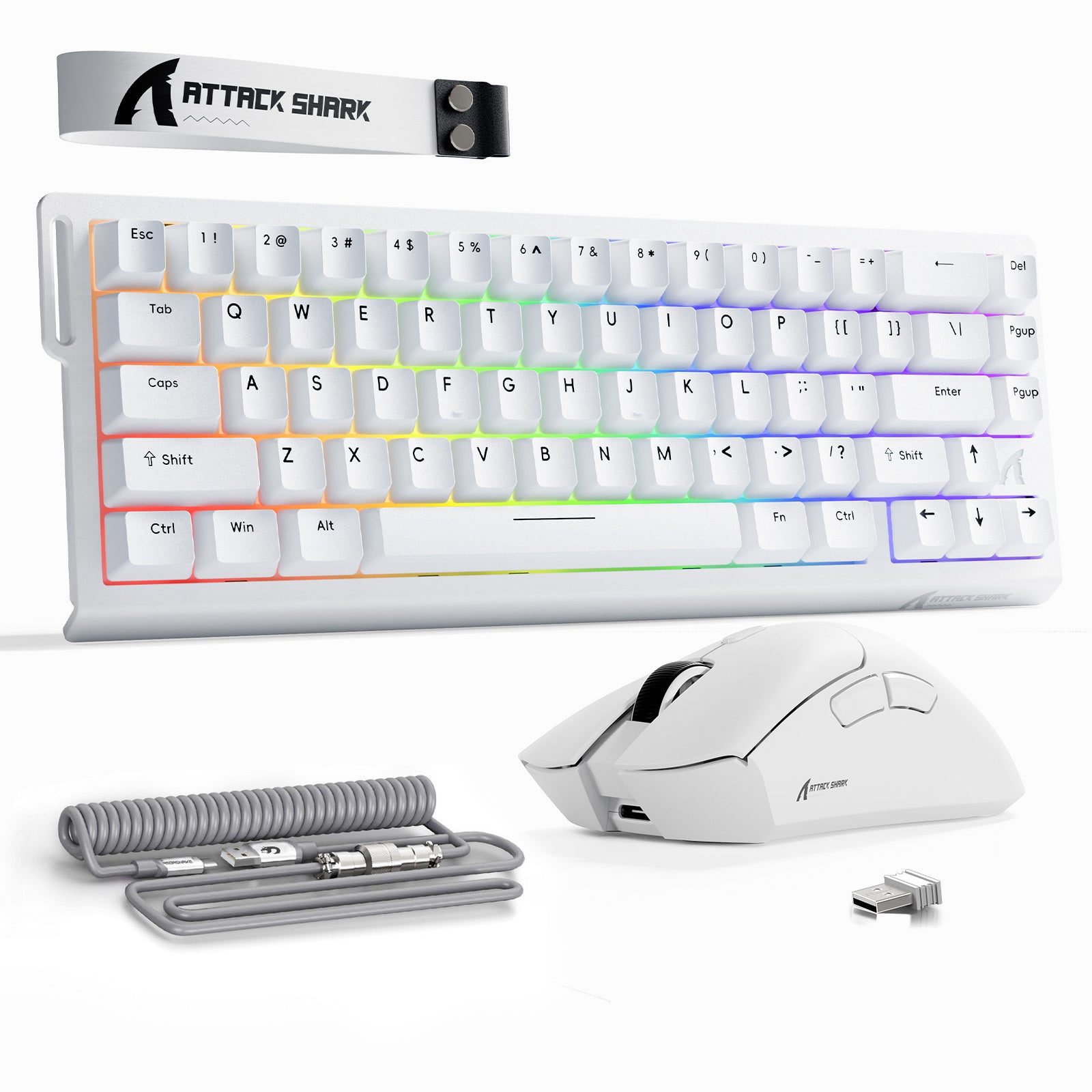 ATTACK SHARK X68HE Rapid Trigger Keyboard + R1 Wireless Gaming Mouse + C01 Coiled Cable Bundle
