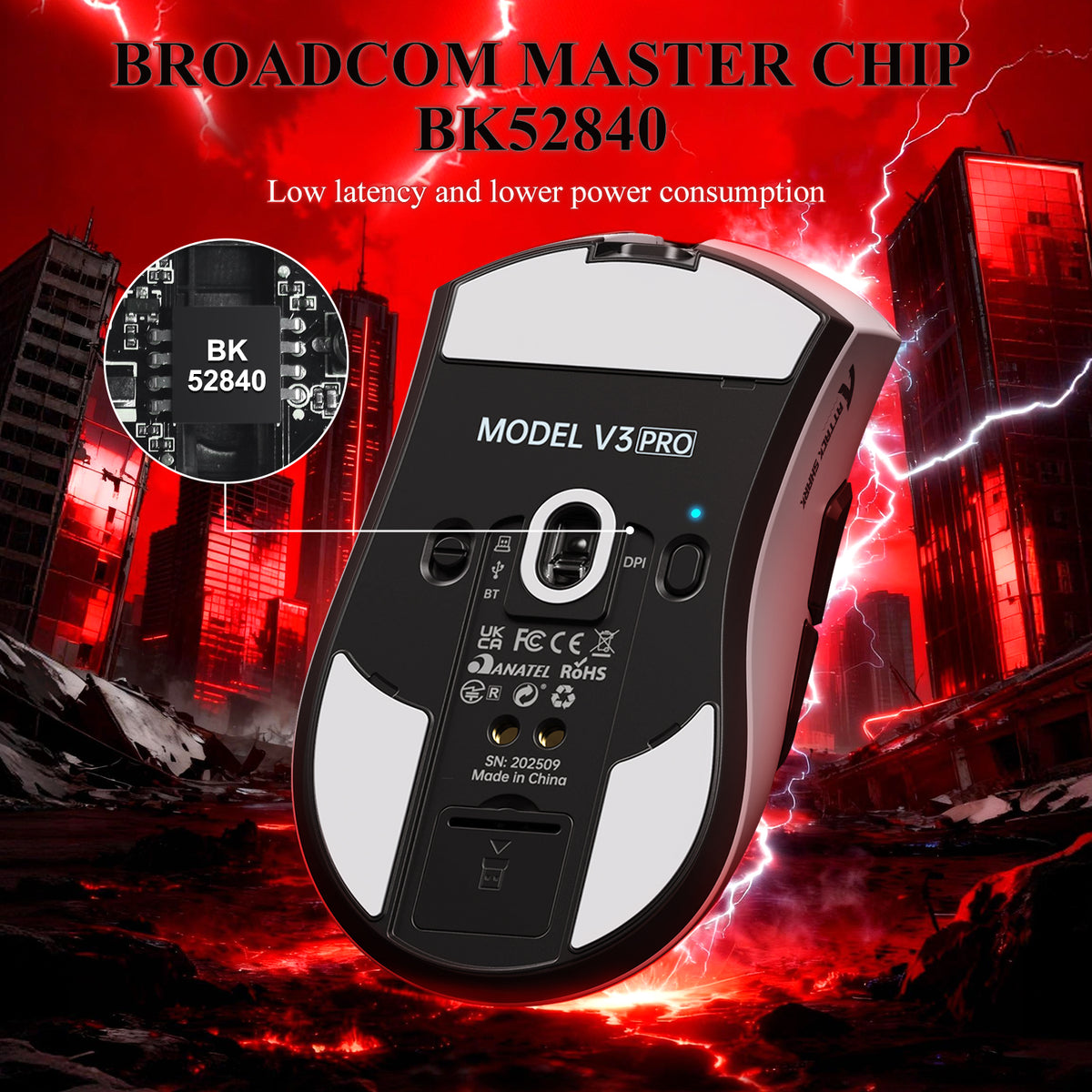 ATTACK SHARK V3 PRO Ultra-Light Tri-Mode Gaming Mouse with Charging Dock