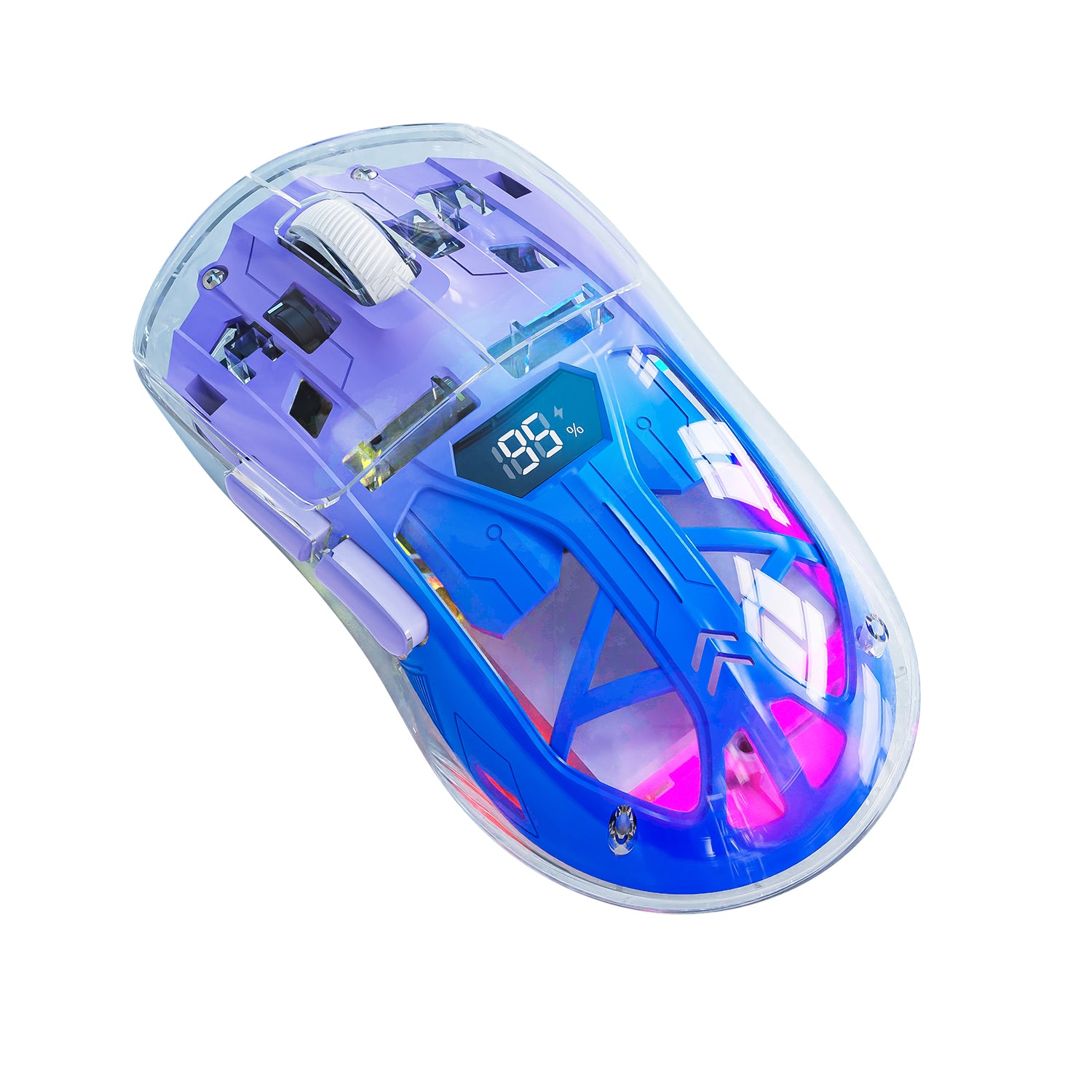 ATTACK SHARK A2 Transparent RGB Wireless Mouse with Battery Level Display