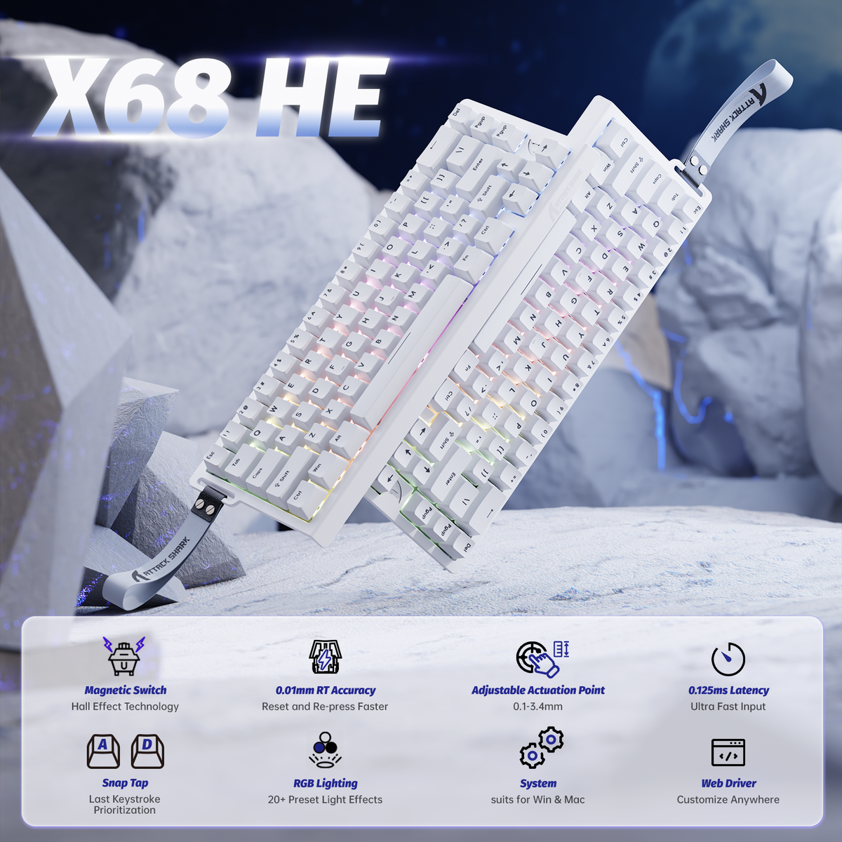 ATTACK SHARK X68 HE Rapid Trigger Keyboard Magnetic Switch