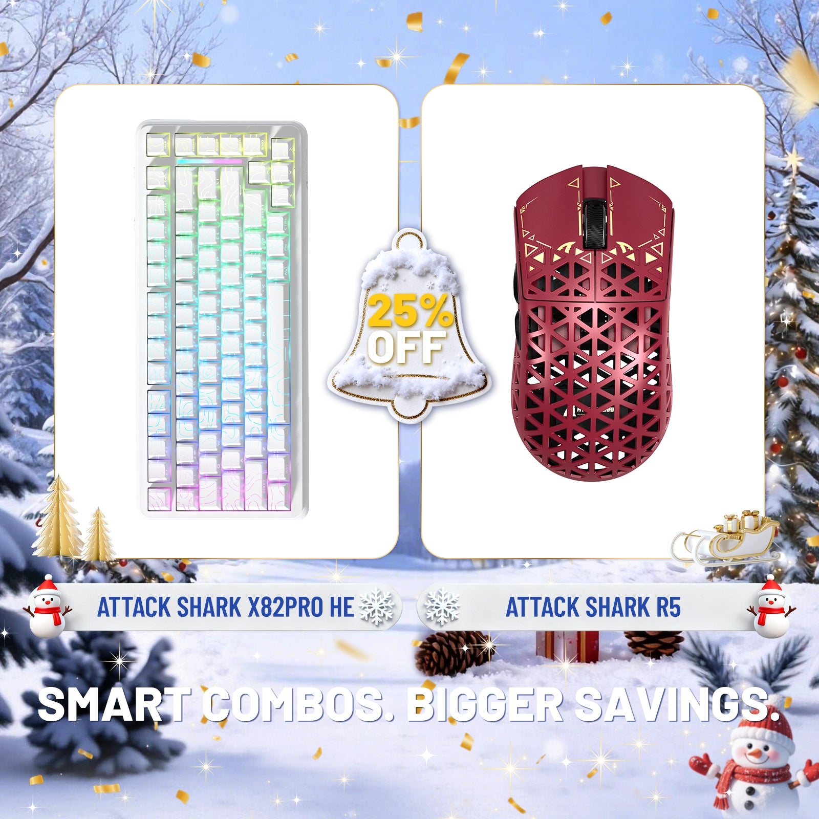 ATTACK SHARK X82PRO HE Rapid Trigger Keyboard + R5 Carbon Fiber Wireless Gaming Mouse Bundle