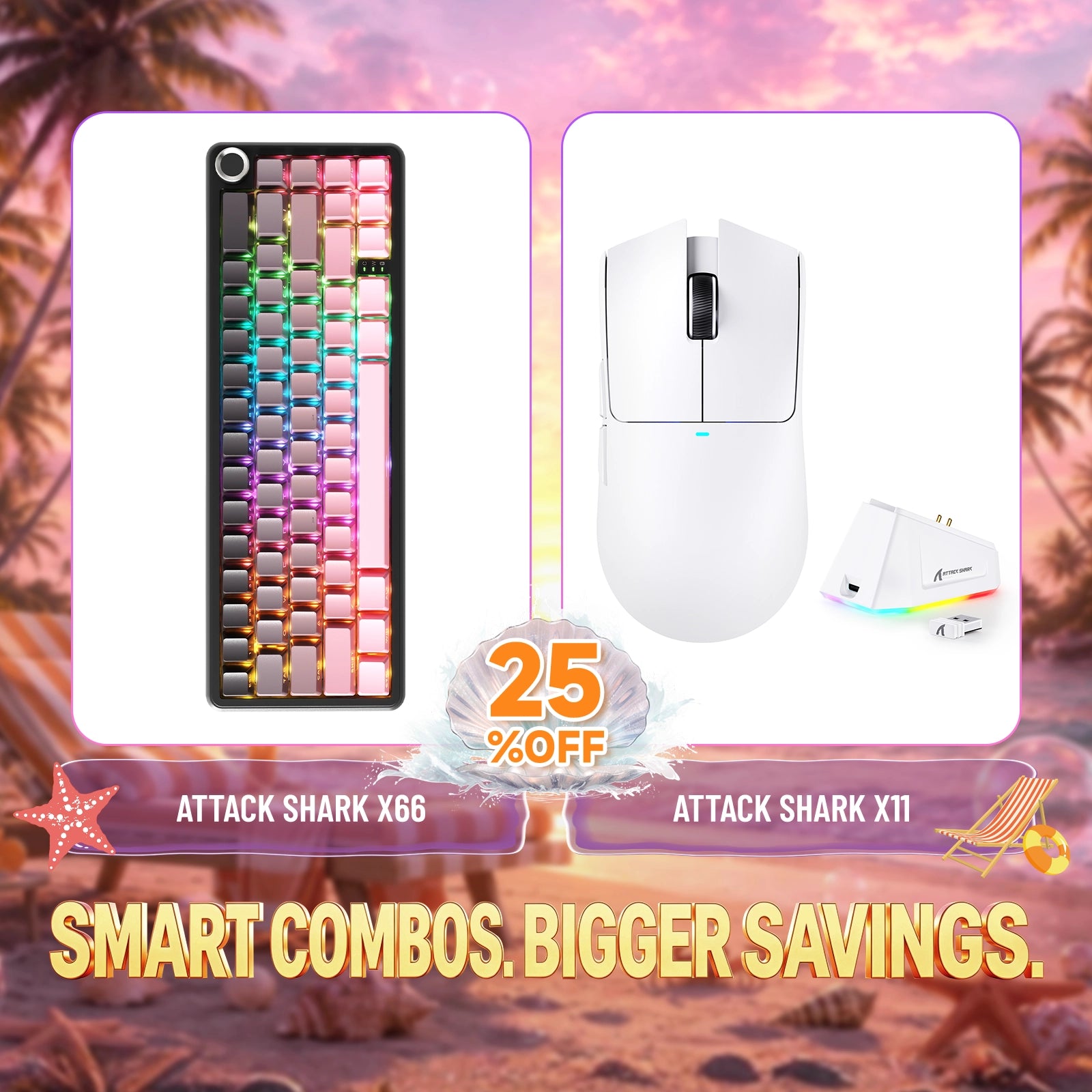 ATTACK SHARK X66 Wireless Mechanical Keyboard + X11 Wireless Gaming Mouse Bundle