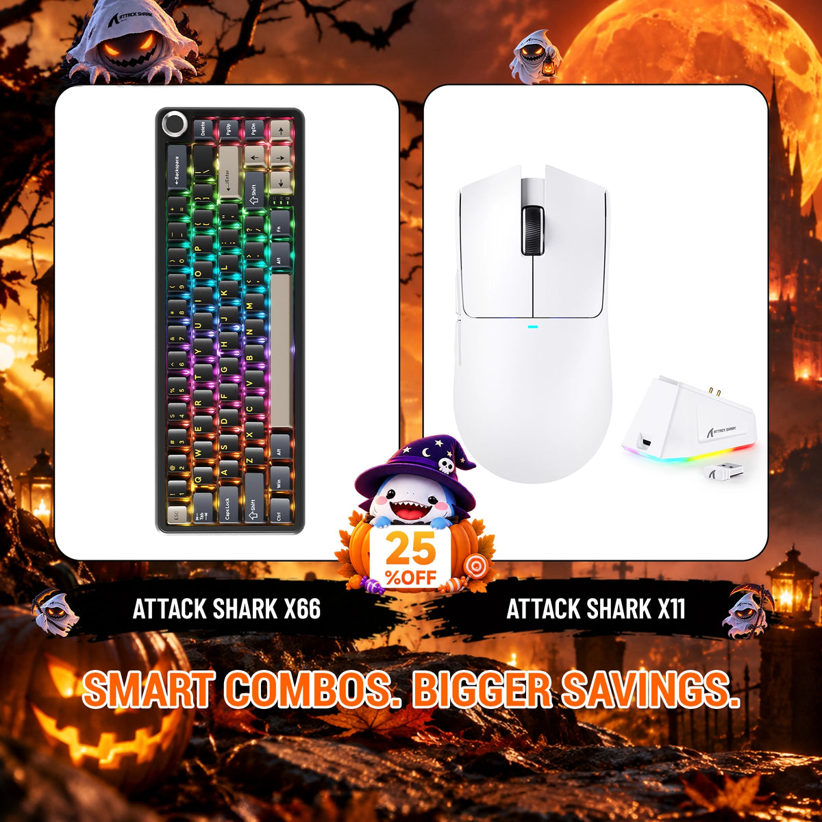 ATTACK SHARK X66 Wireless Mechanical Keyboard + X11 Wireless Gaming Mouse Bundle