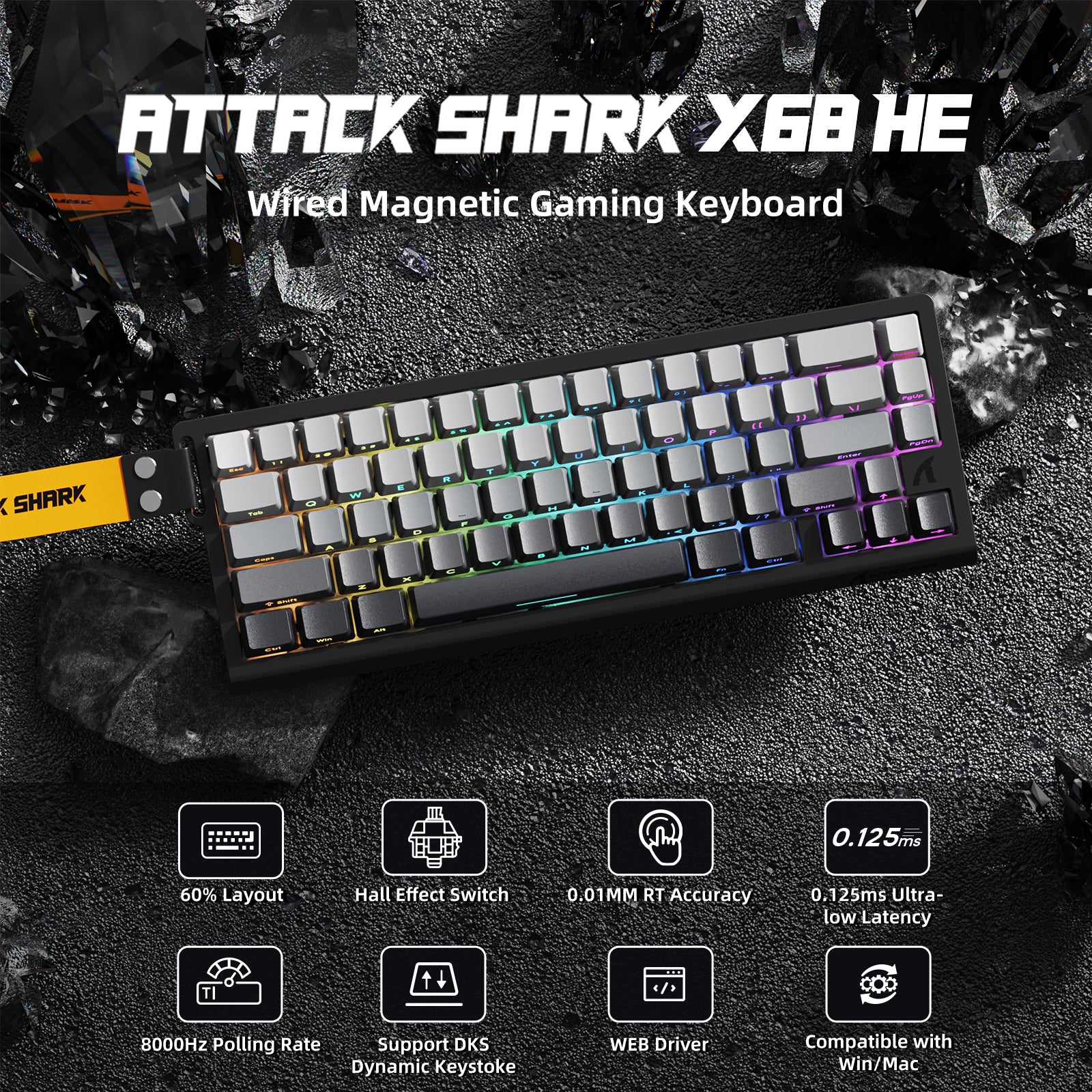 ATTACK SHARK X68HE Magnetic Keyboard With X3 Gaming Mouse Set