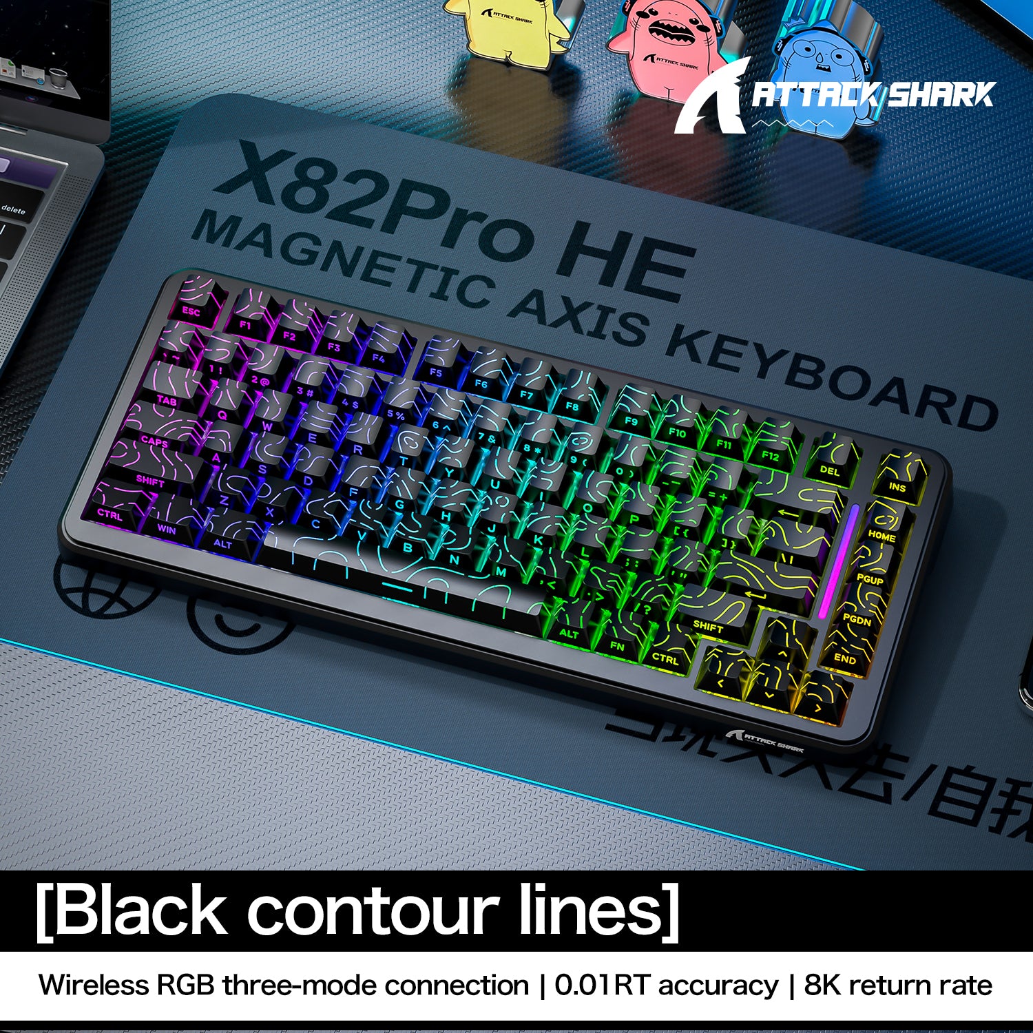 ATTACK SHARK X82PRO HE Magnetic Keyboard With C01Ultra RGB Coiled Cable